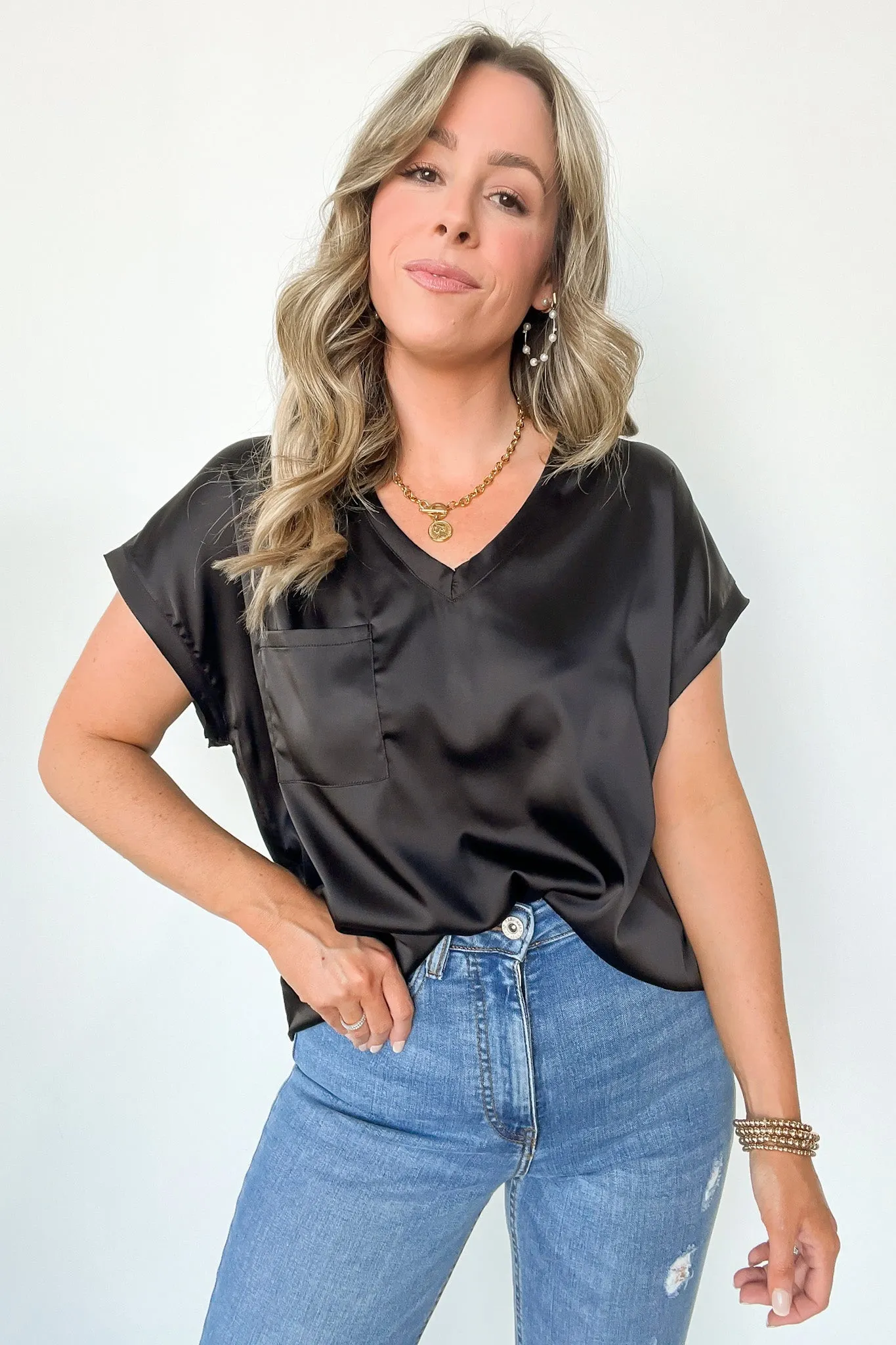 Elegant Mindset Satin Cap Sleeve Top - FINAL SALE