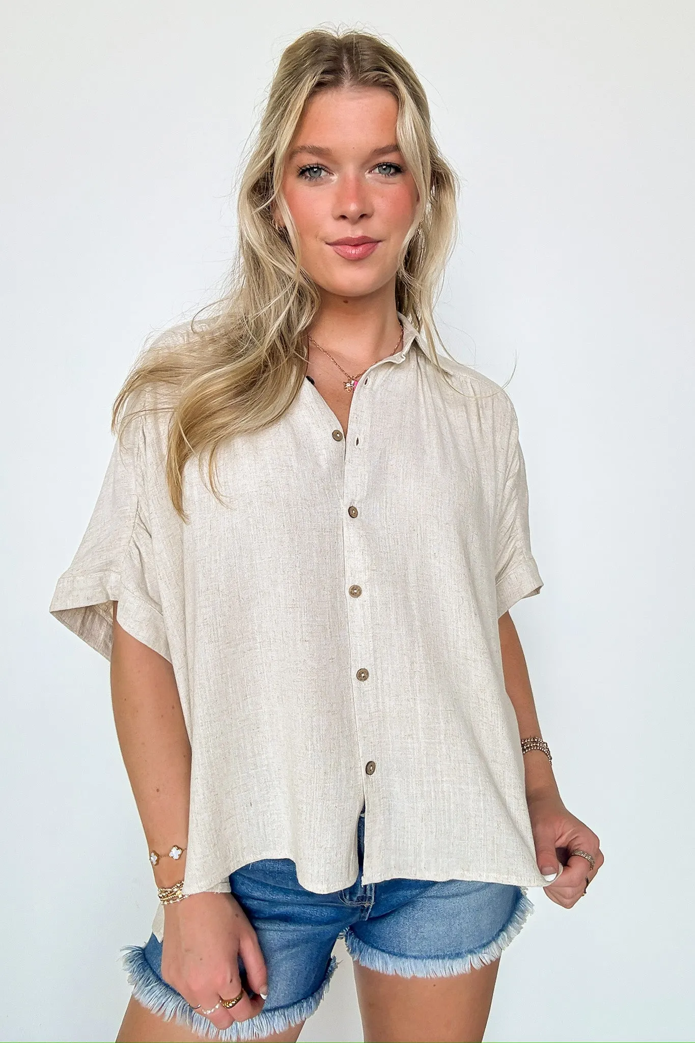Elevated Decision Linen Button Down Top