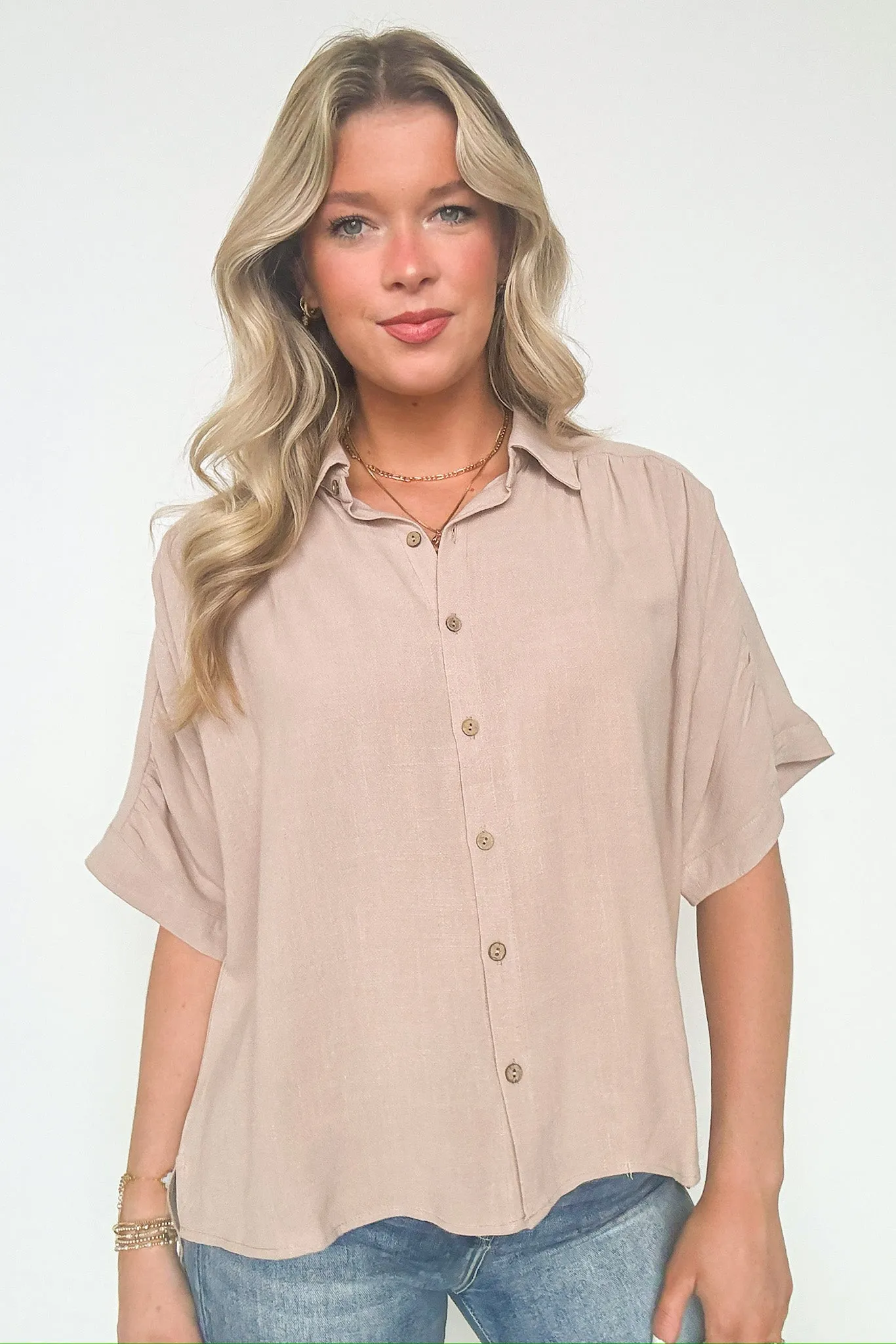 Elevated Decision Linen Button Down Top