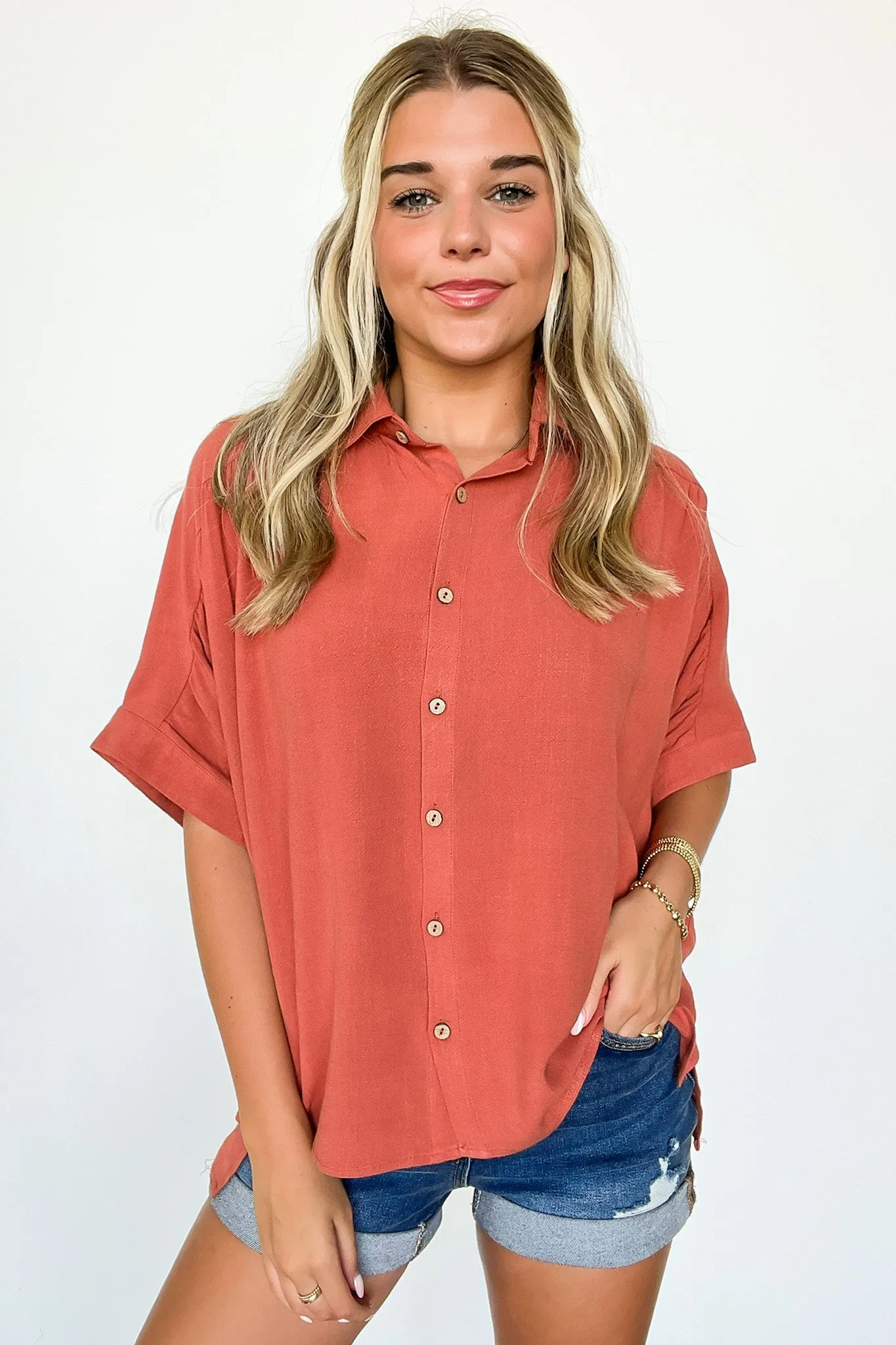Elevated Decision Linen Button Down Top