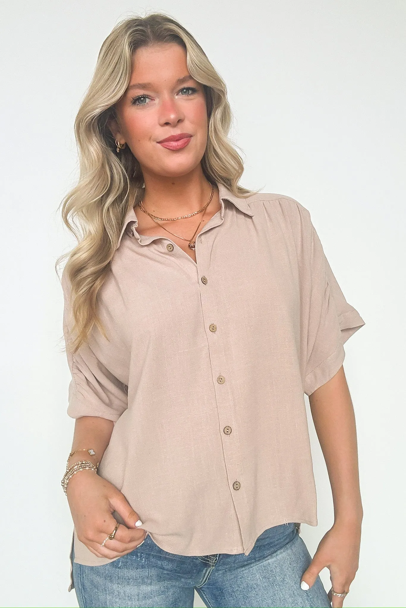 Elevated Decision Linen Button Down Top
