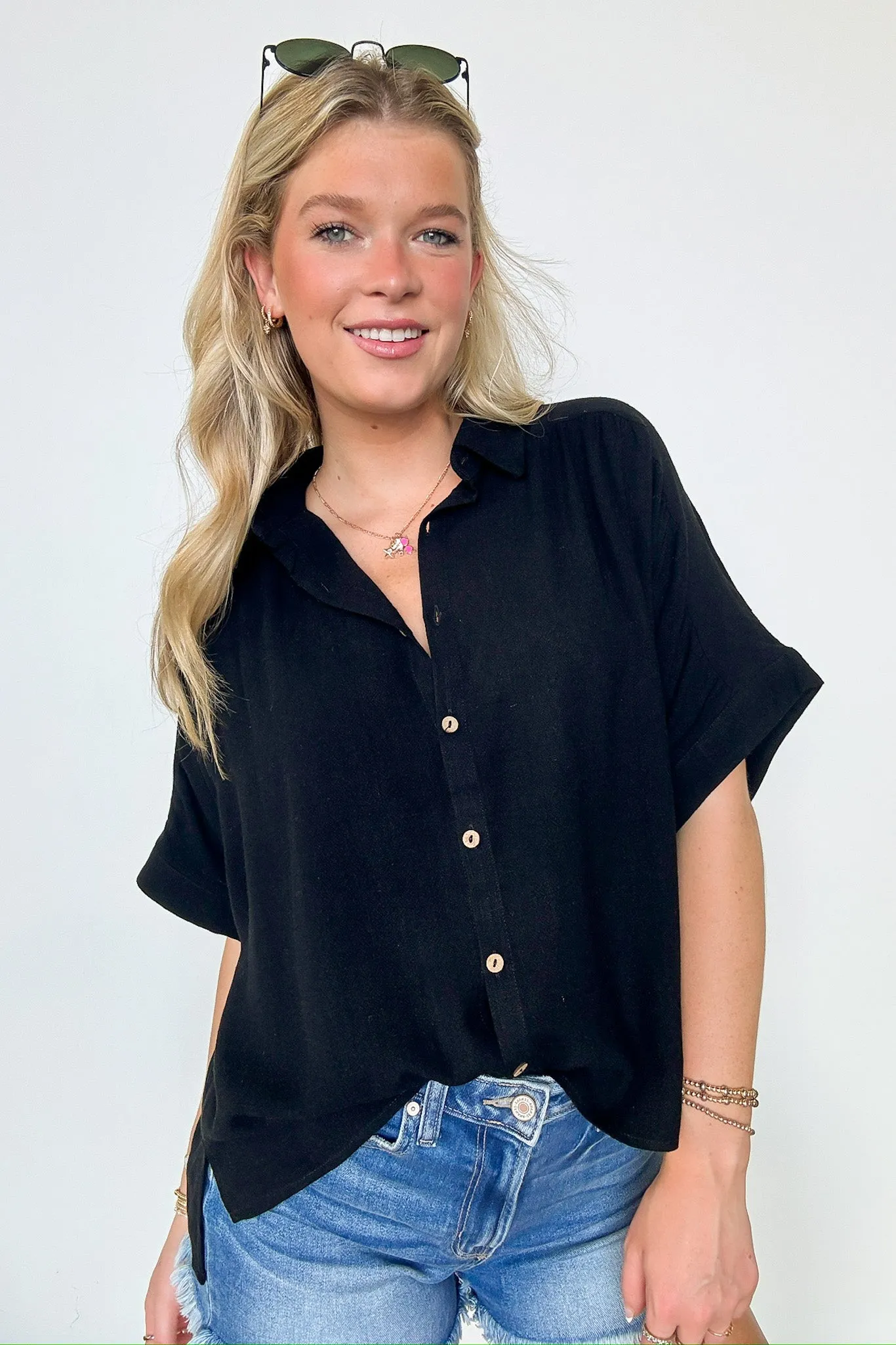 Elevated Decision Linen Button Down Top