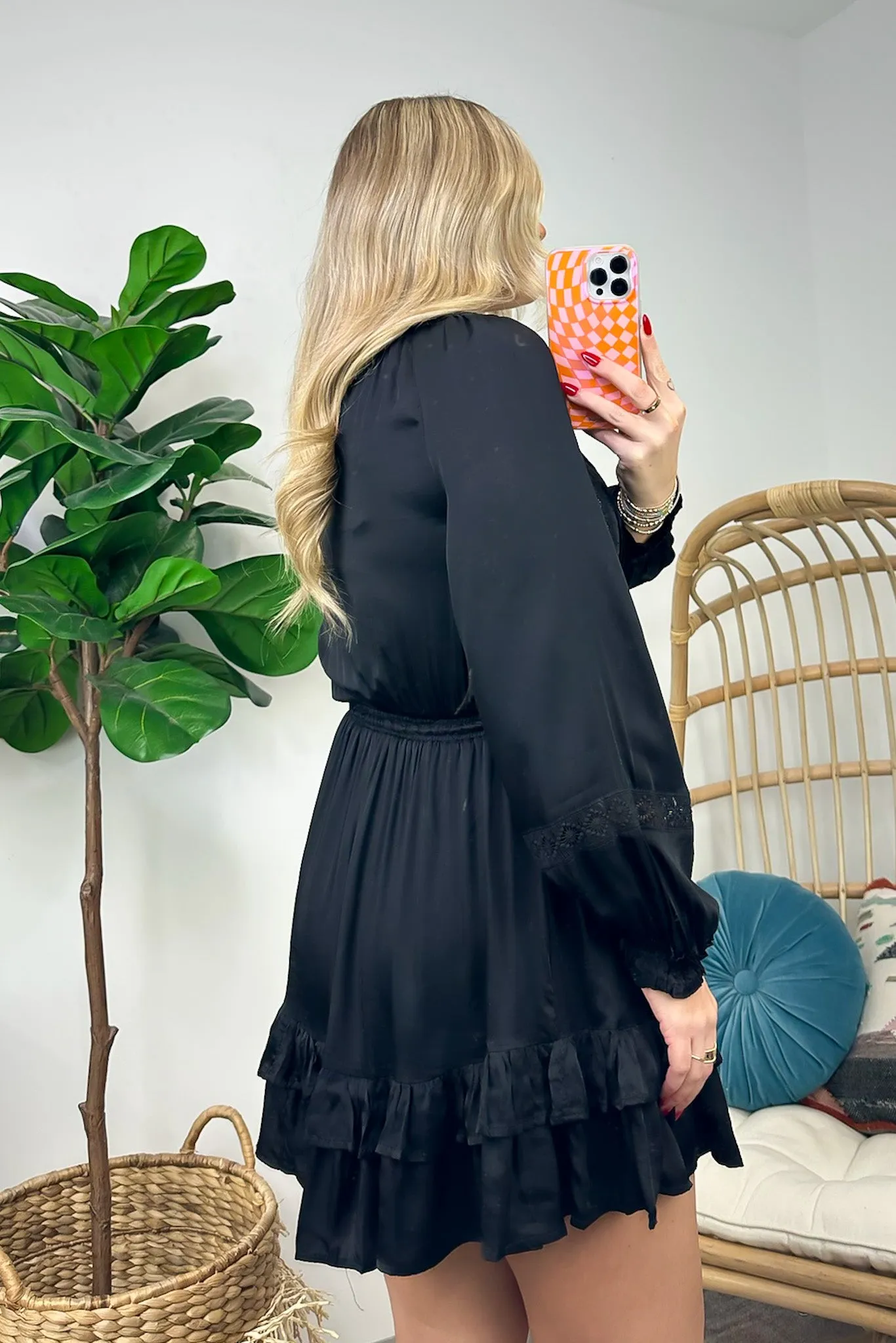 Elevated Stunner Satin Ruffled Dress - FINAL SALE