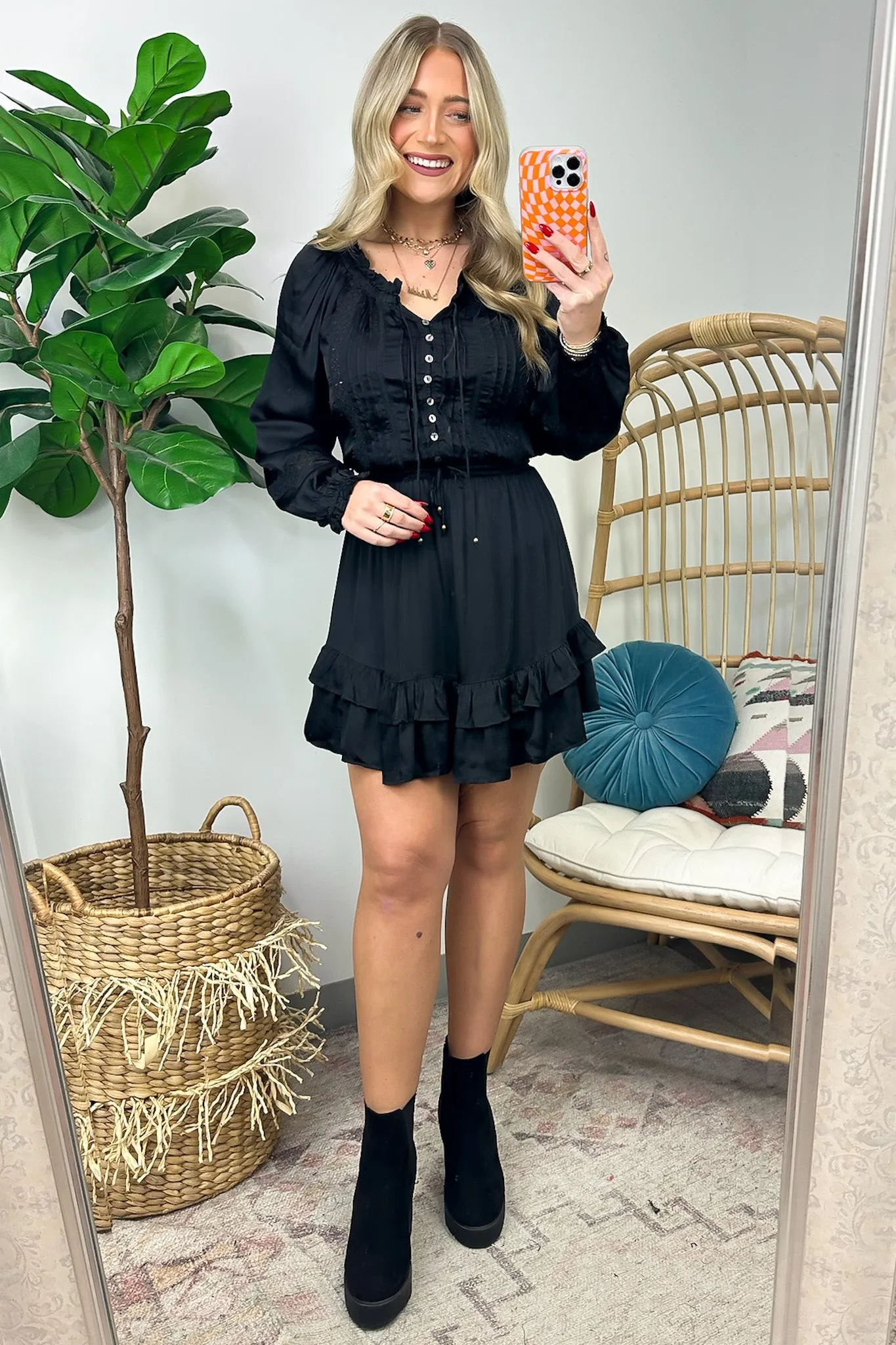 Elevated Stunner Satin Ruffled Dress - FINAL SALE