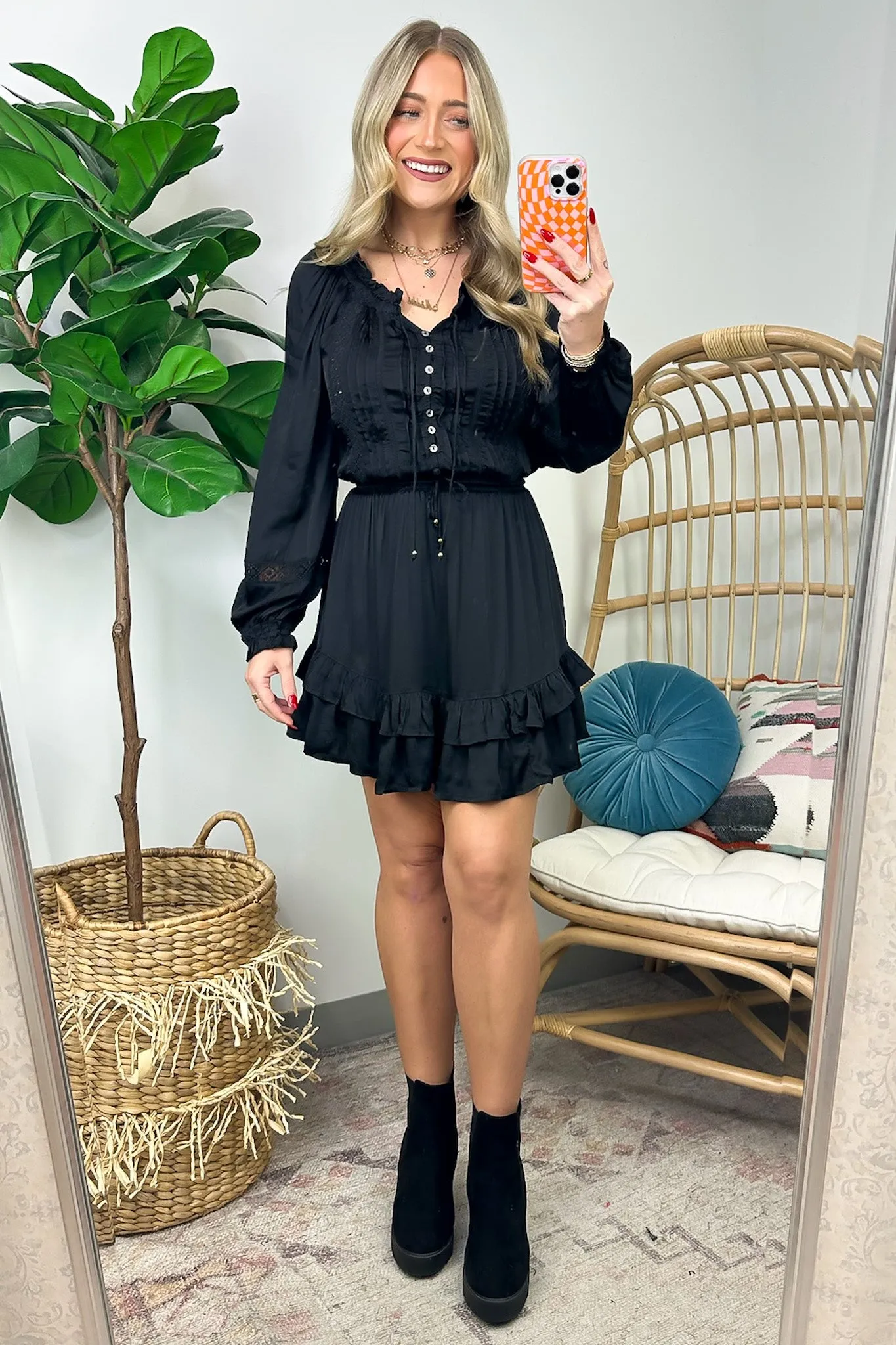 Elevated Stunner Satin Ruffled Dress - FINAL SALE