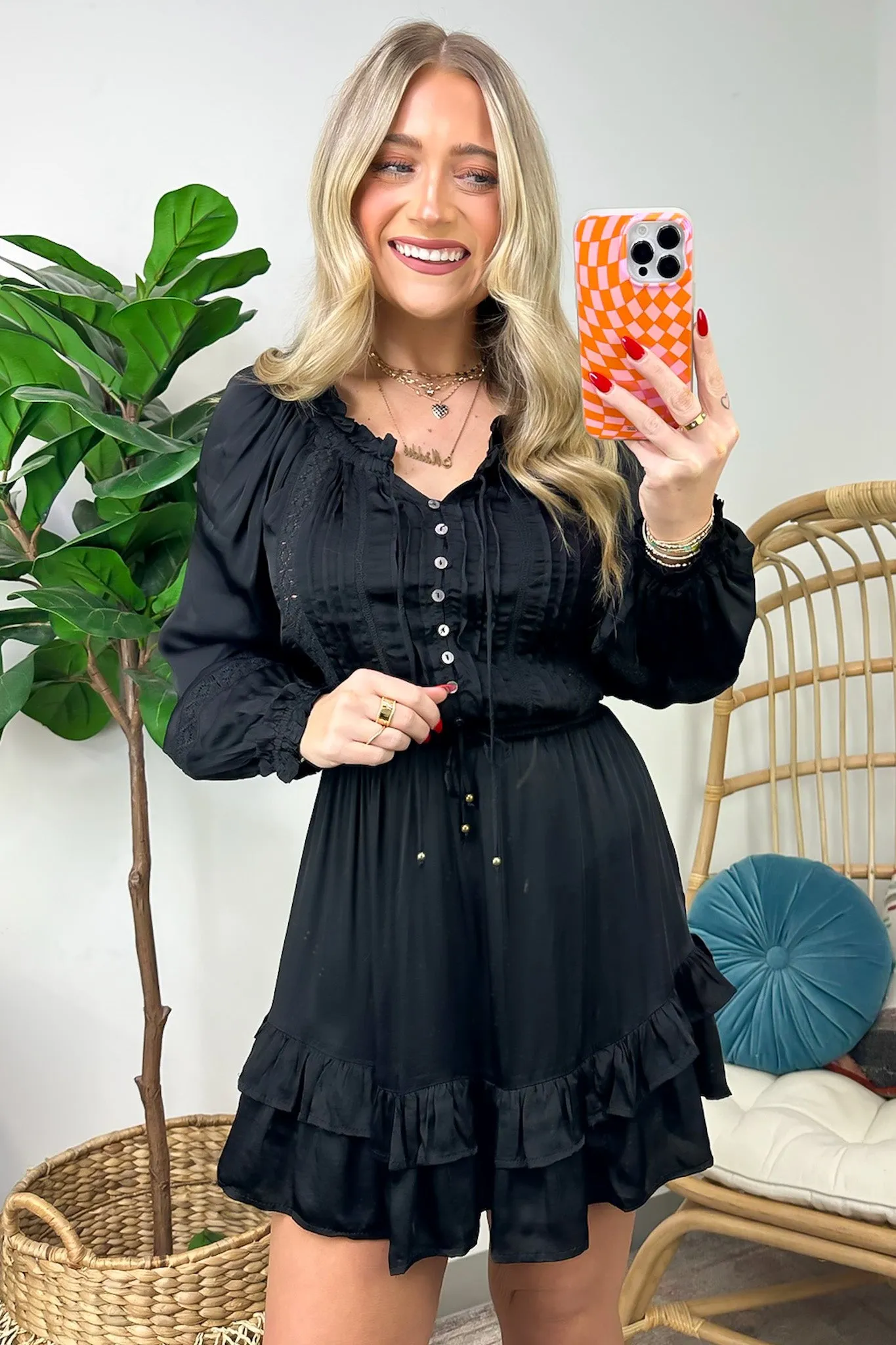 Elevated Stunner Satin Ruffled Dress - FINAL SALE