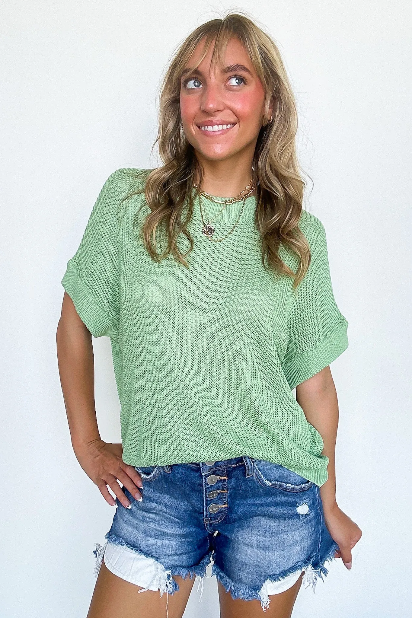 Eliza Knit Short Sleeve Sweater Top