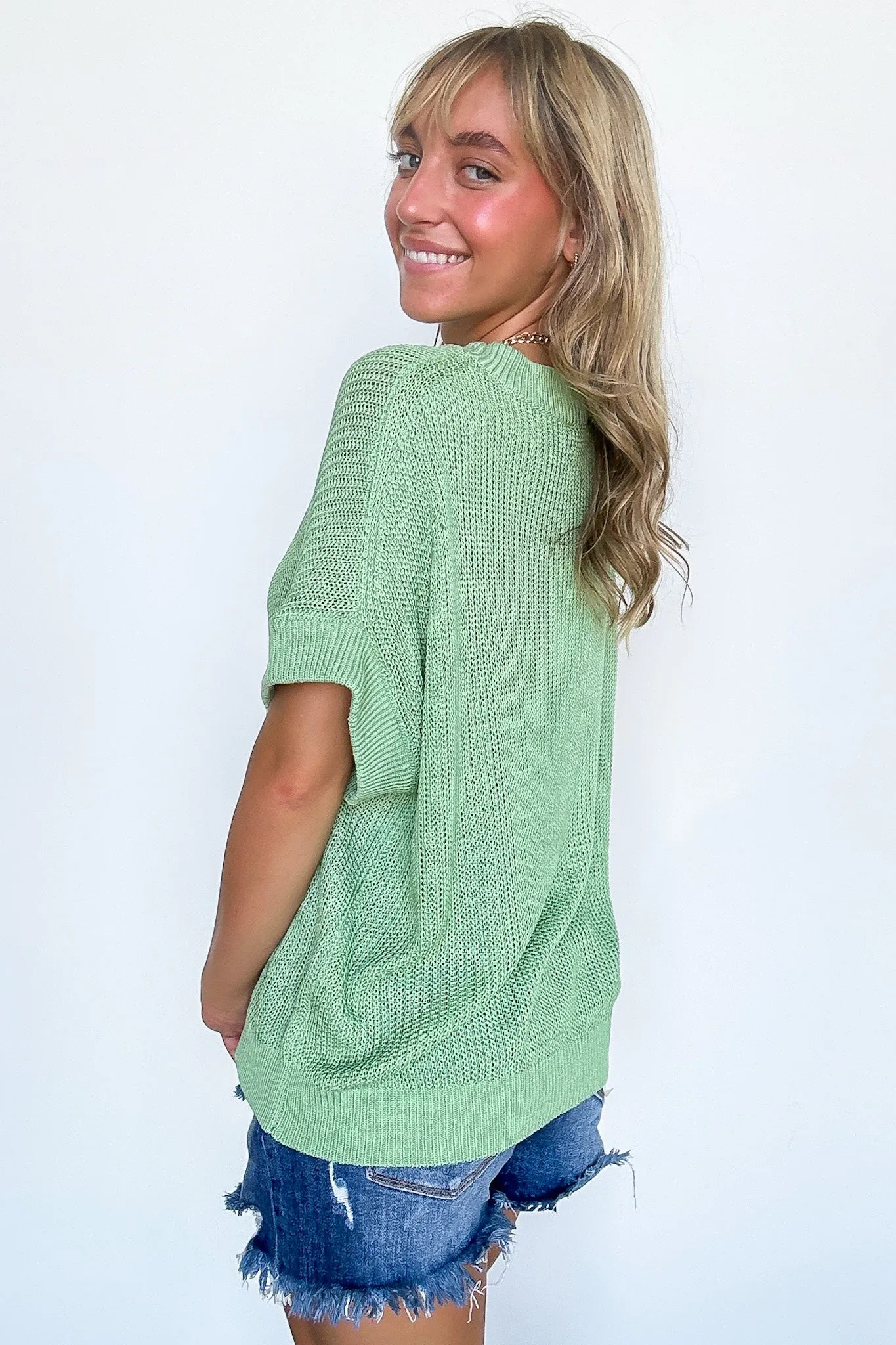 Eliza Knit Short Sleeve Sweater Top