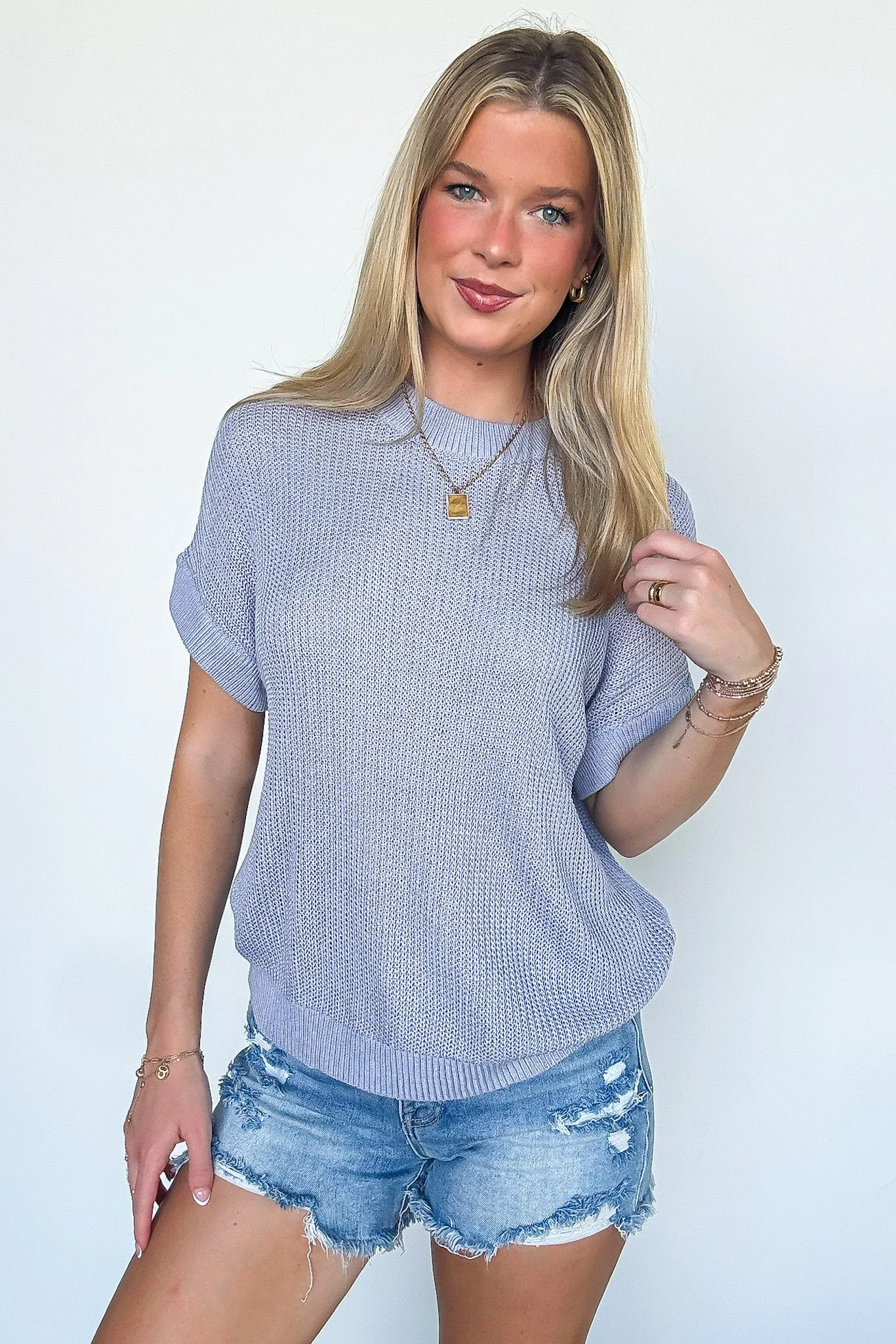 Eliza Knit Short Sleeve Sweater Top