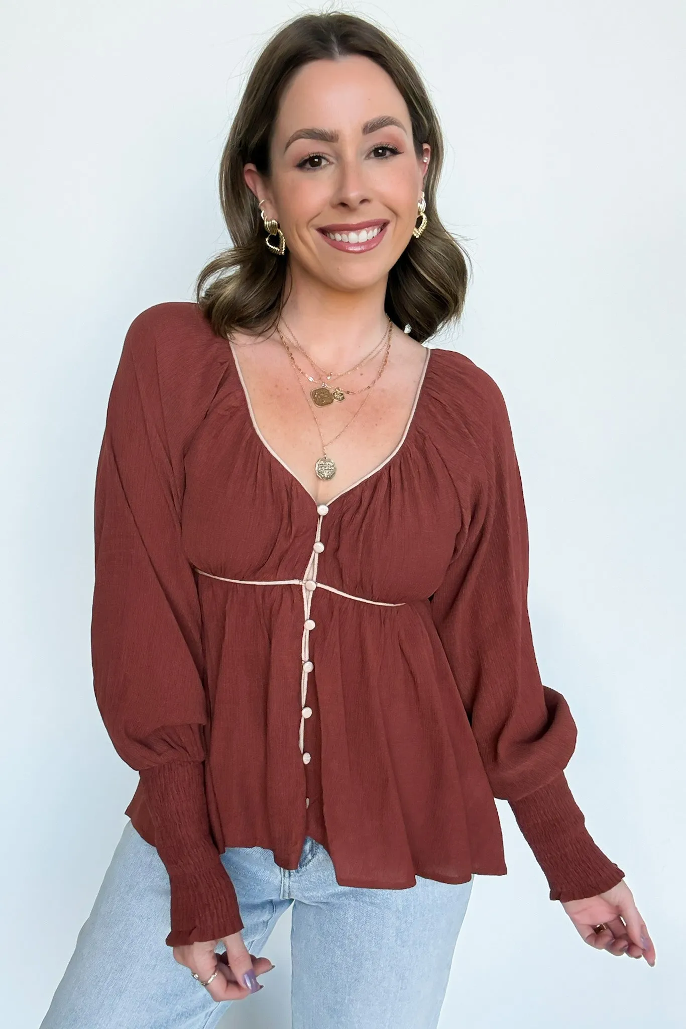 Ella Button Front Peplum Top - FINAL SALE
