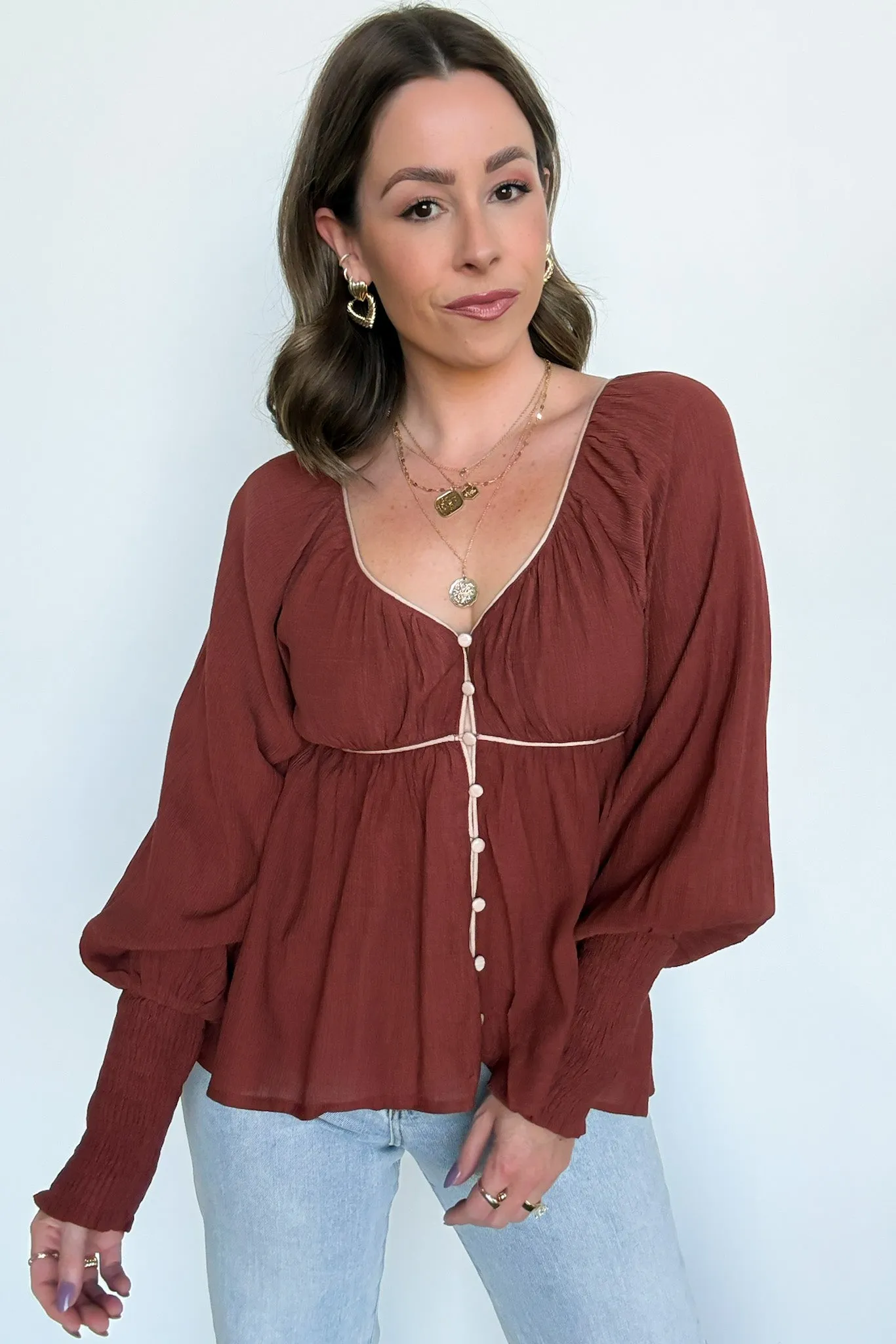 Ella Button Front Peplum Top - FINAL SALE