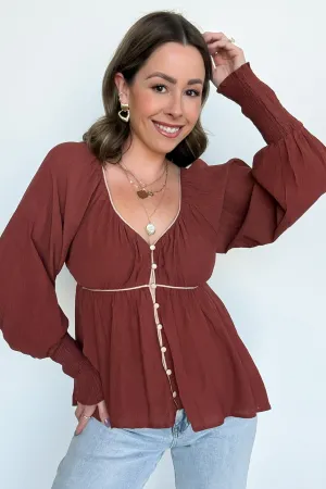 Ella Button Front Peplum Top - FINAL SALE