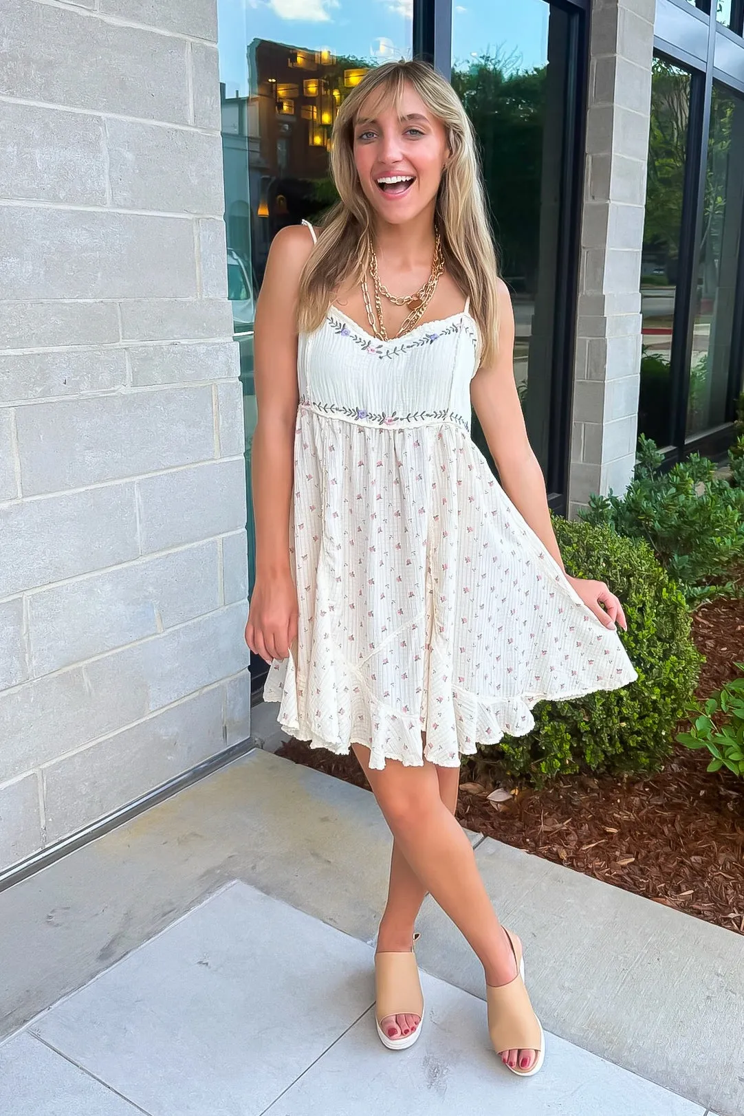 Ellette Double Gauze Floral Woven Dress
