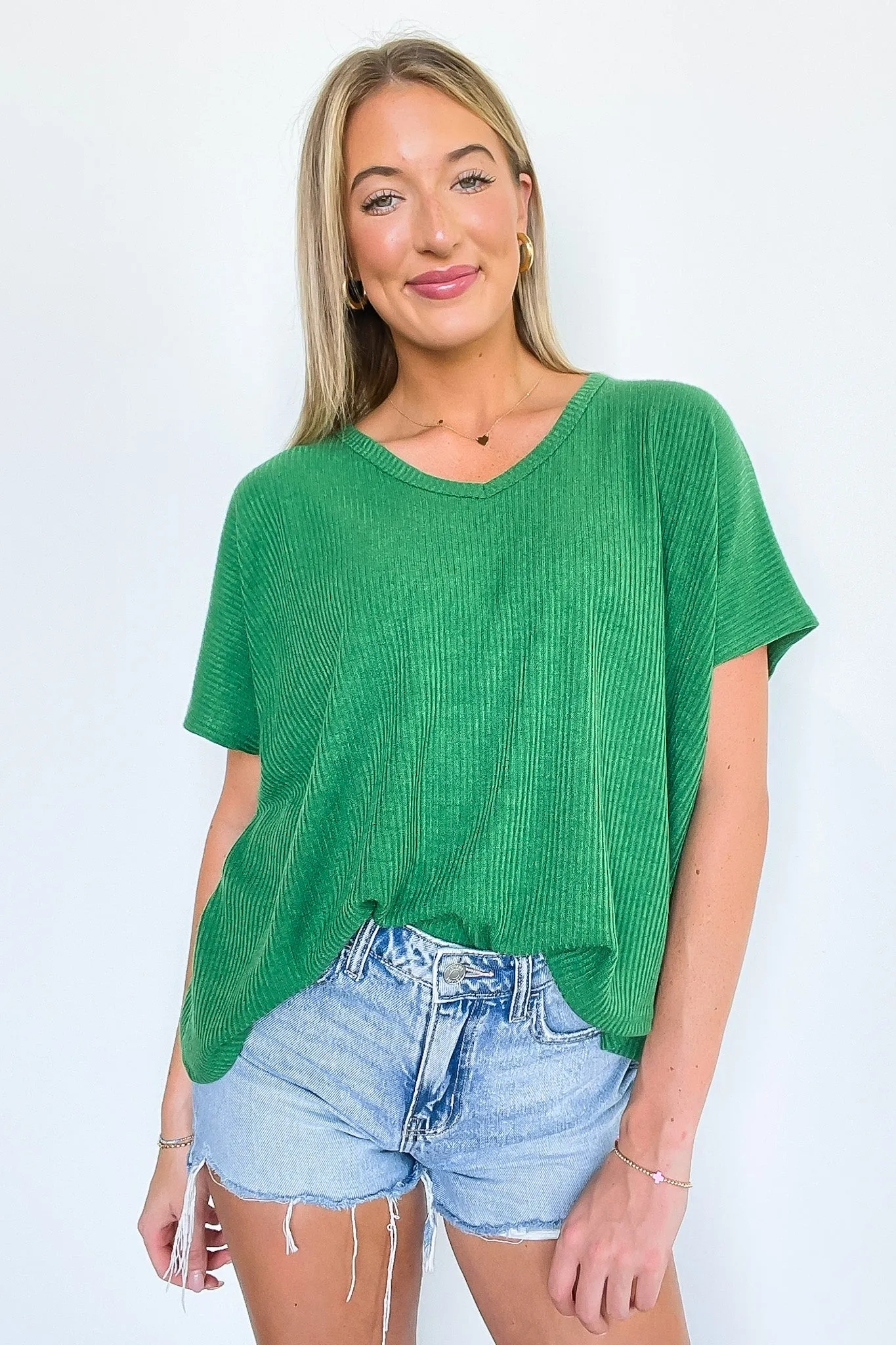 Ellisa Ribbed V-Neck Top