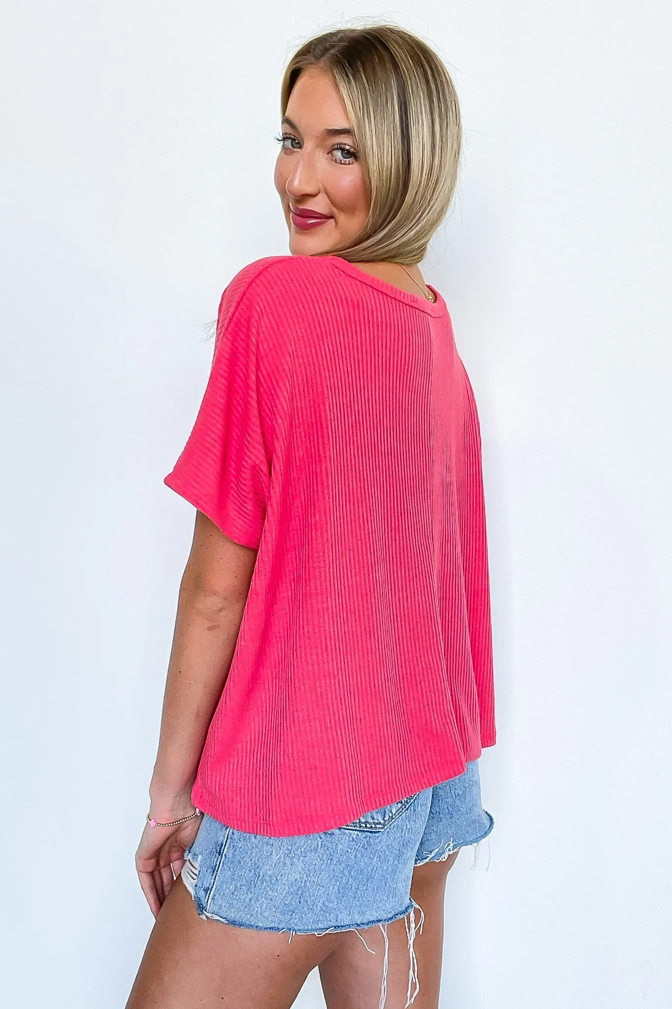 Ellisa Ribbed V-Neck Top