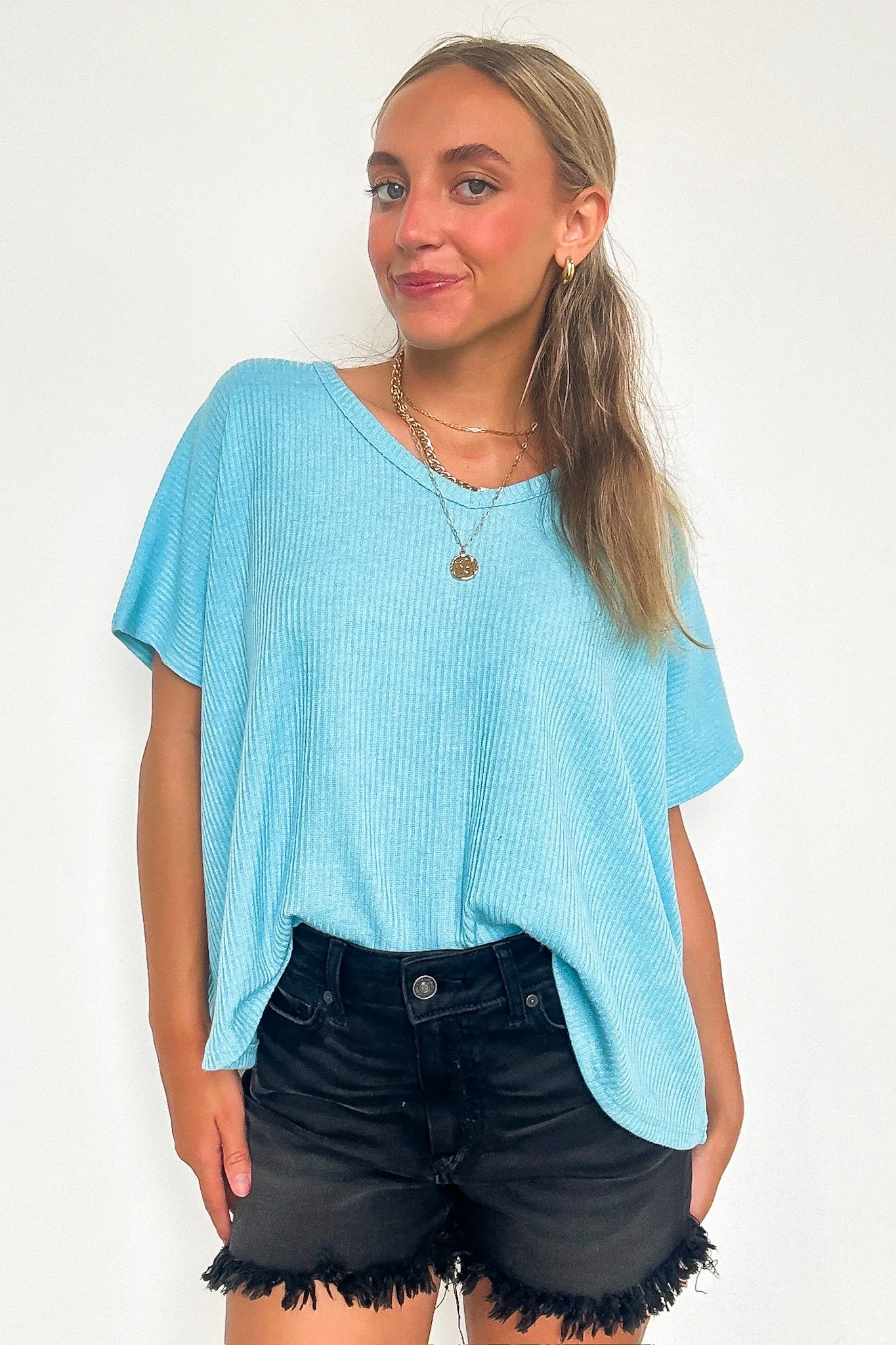 Ellisa Ribbed V-Neck Top