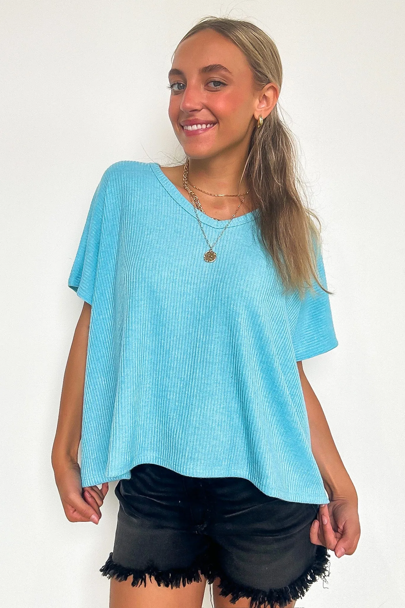 Ellisa Ribbed V-Neck Top
