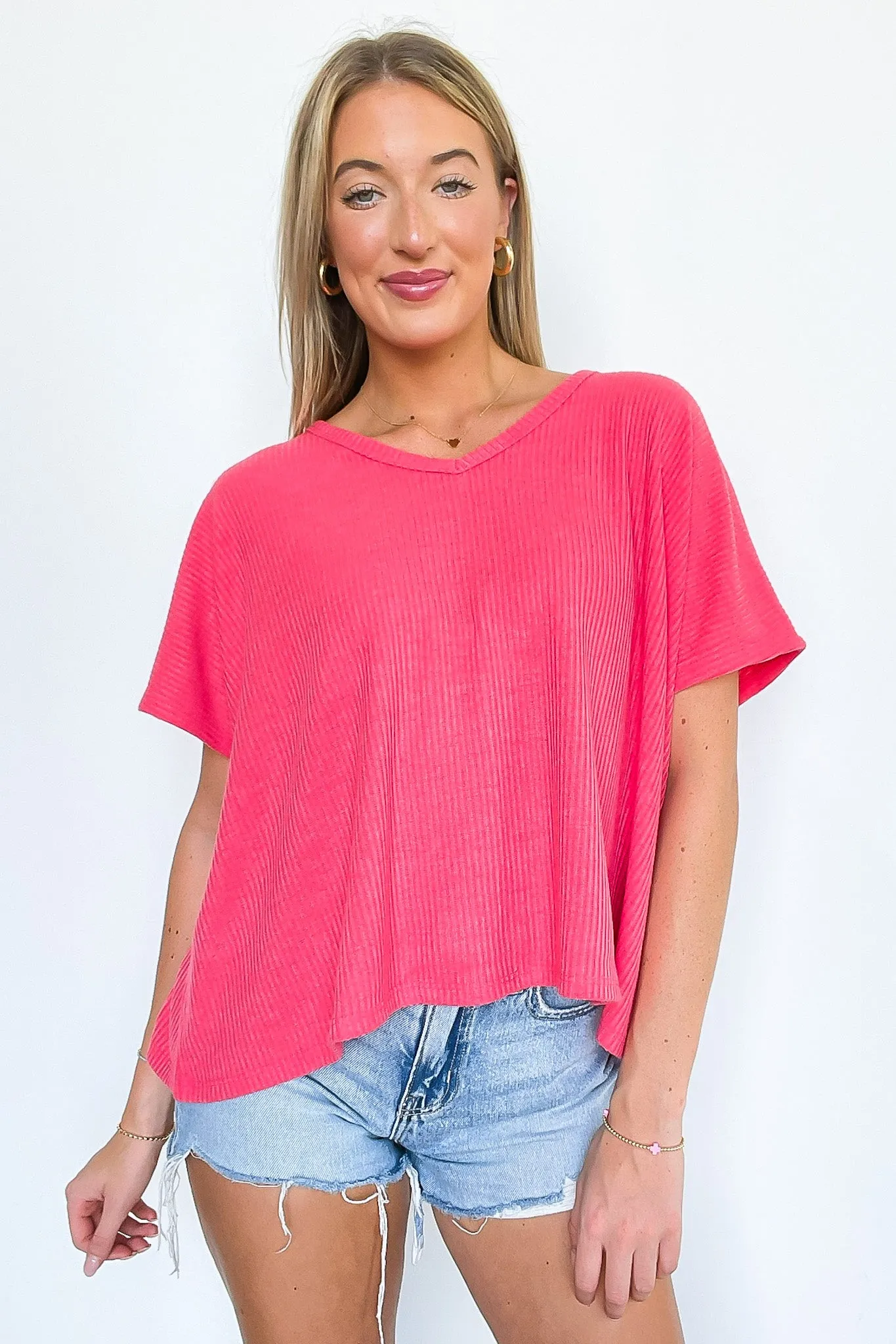 Ellisa Ribbed V-Neck Top