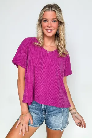Ellisa Ribbed V-Neck Top