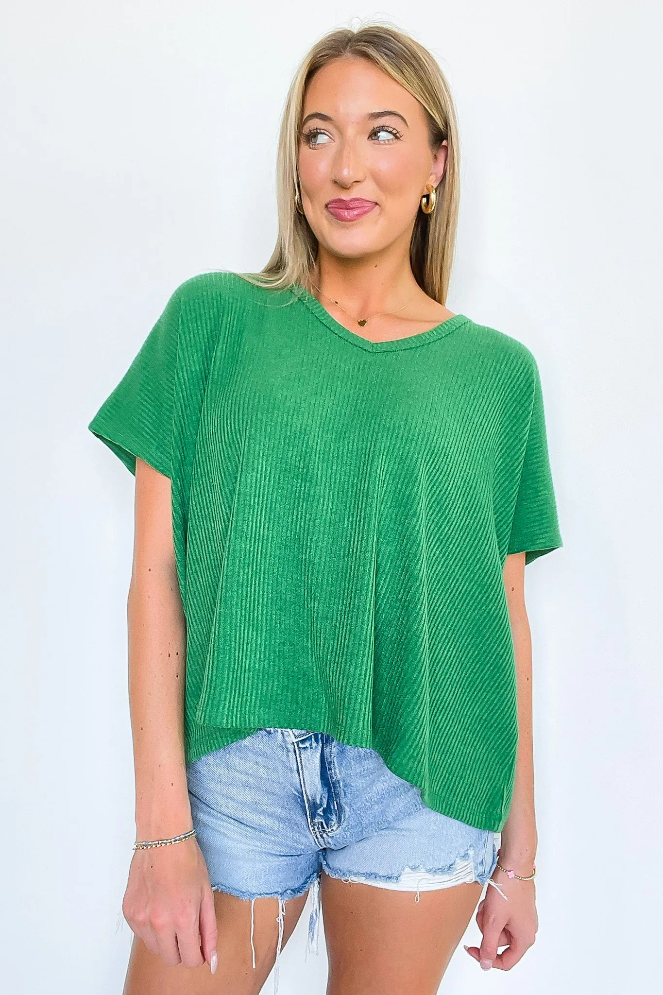 Ellisa Ribbed V-Neck Top