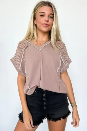 Elysia V-Neck Raw Edge Crochet Top - FINAL SALE