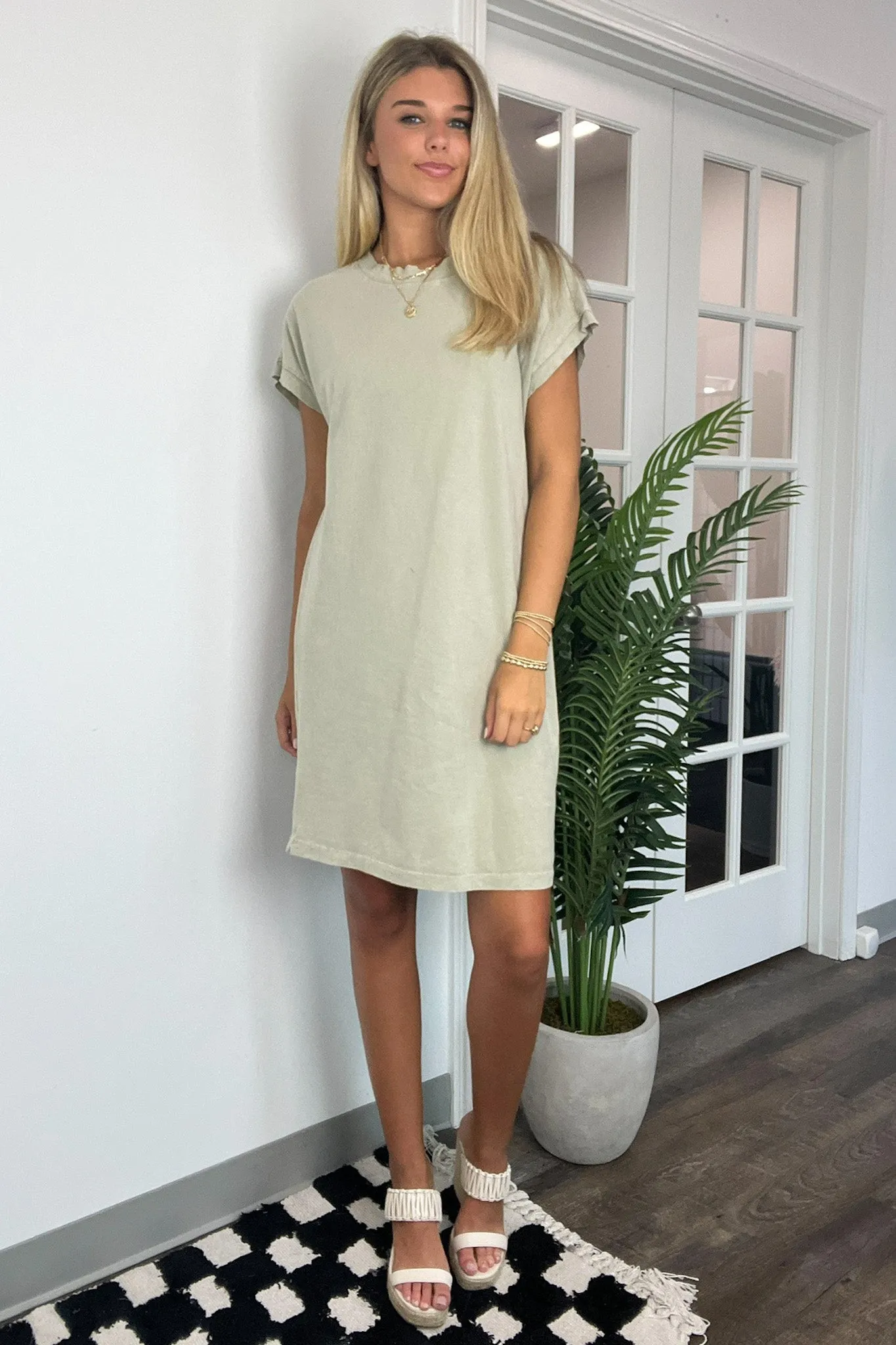 Emersyn Mineral Wash Short Sleeve Dress - FINAL SALE