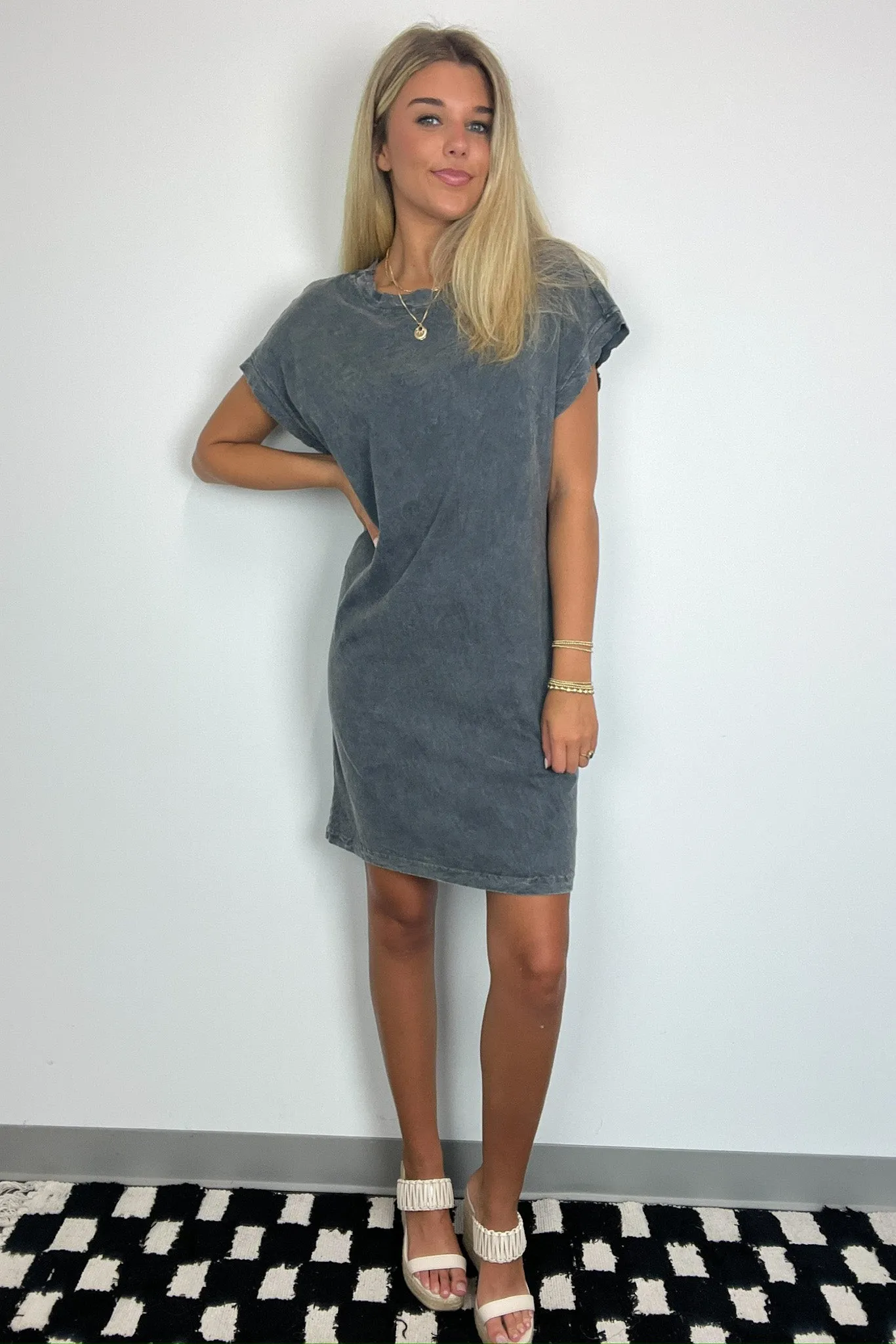 Emersyn Mineral Wash Short Sleeve Dress - FINAL SALE