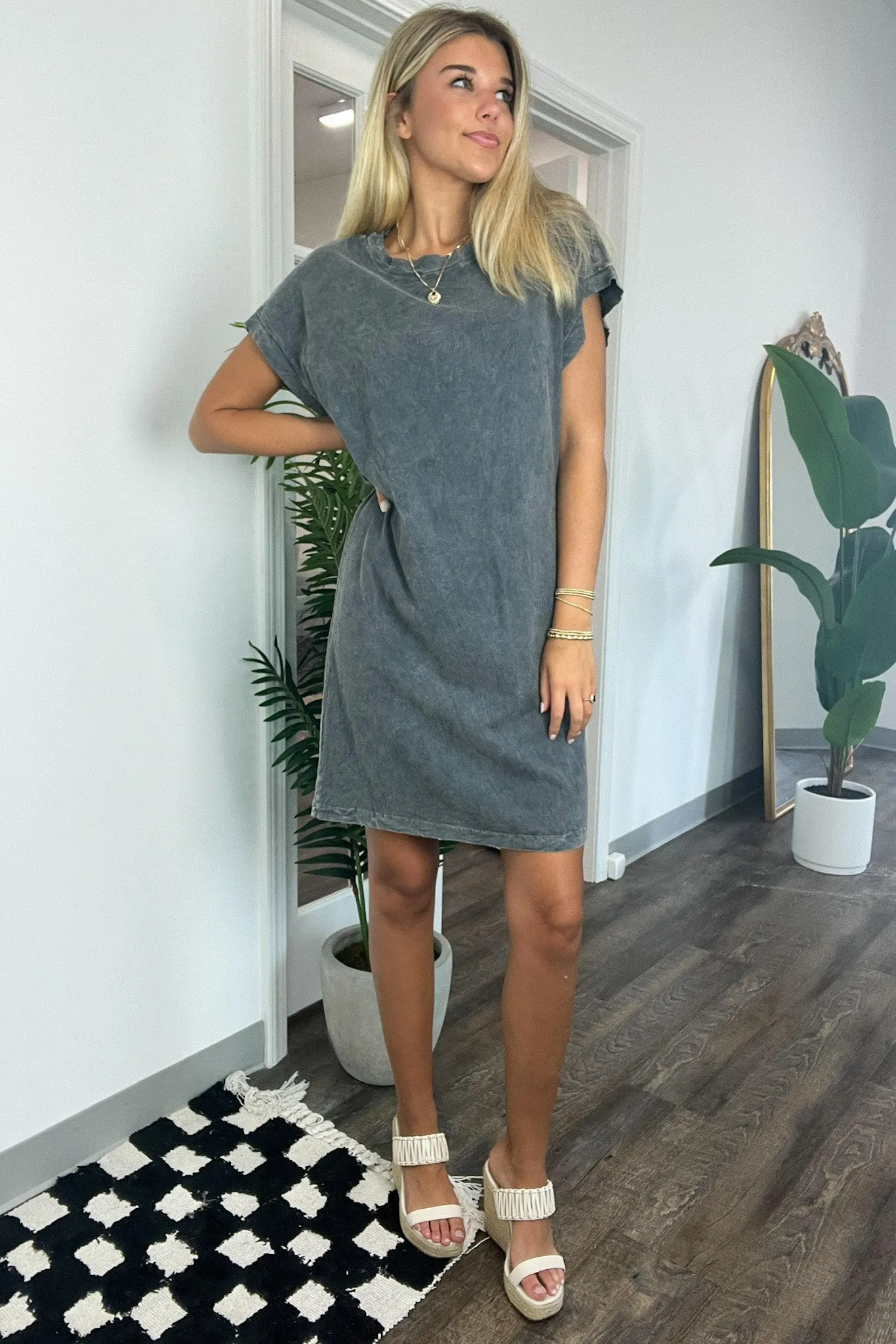 Emersyn Mineral Wash Short Sleeve Dress - FINAL SALE
