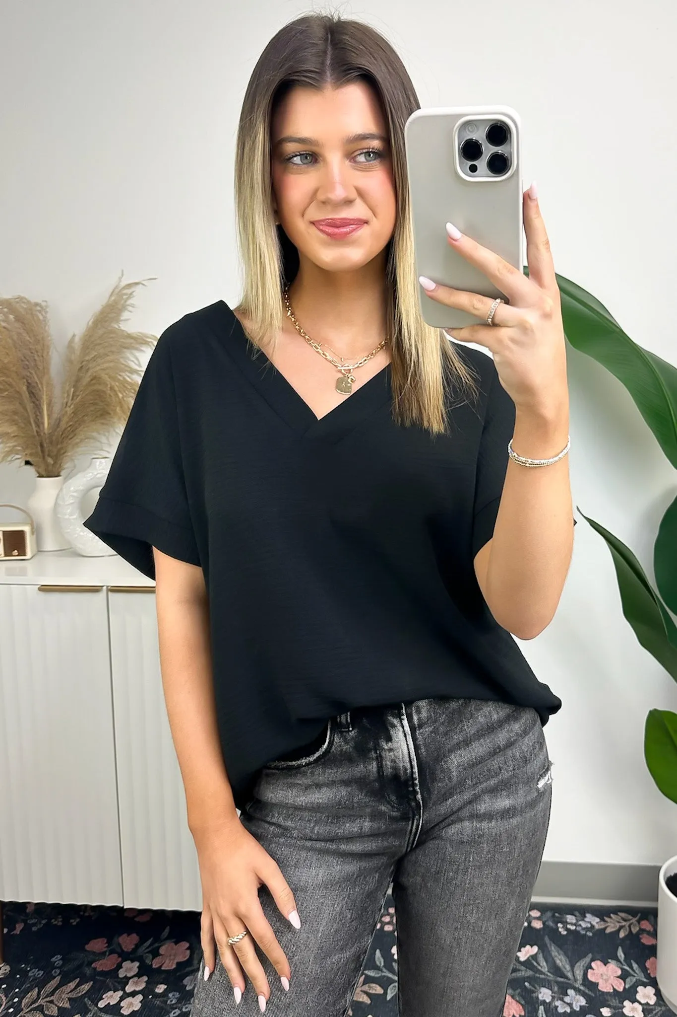 Emileigh V-Neck Relaxed Fit Top - BACK IN STOCK