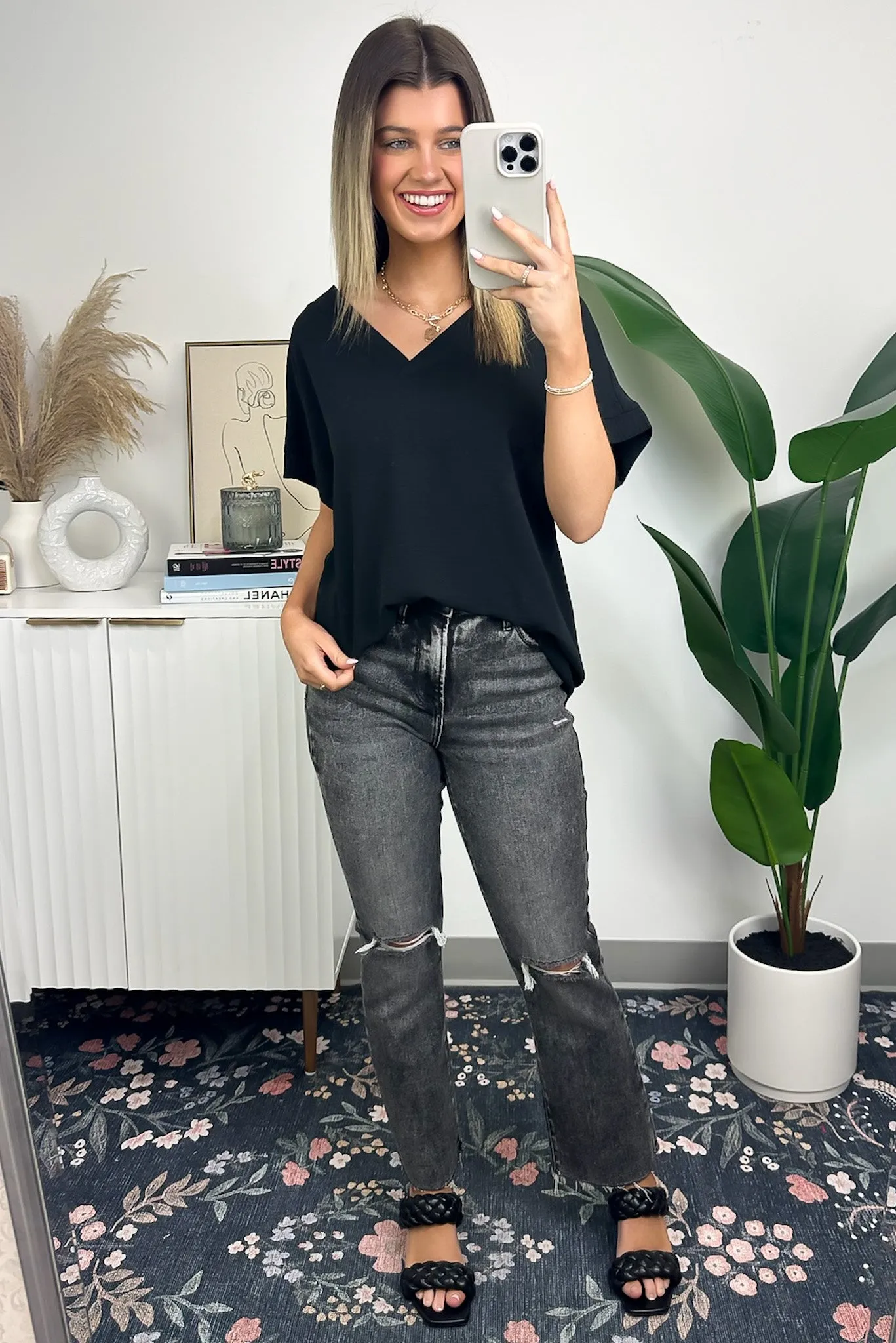 Emileigh V-Neck Relaxed Fit Top - BACK IN STOCK
