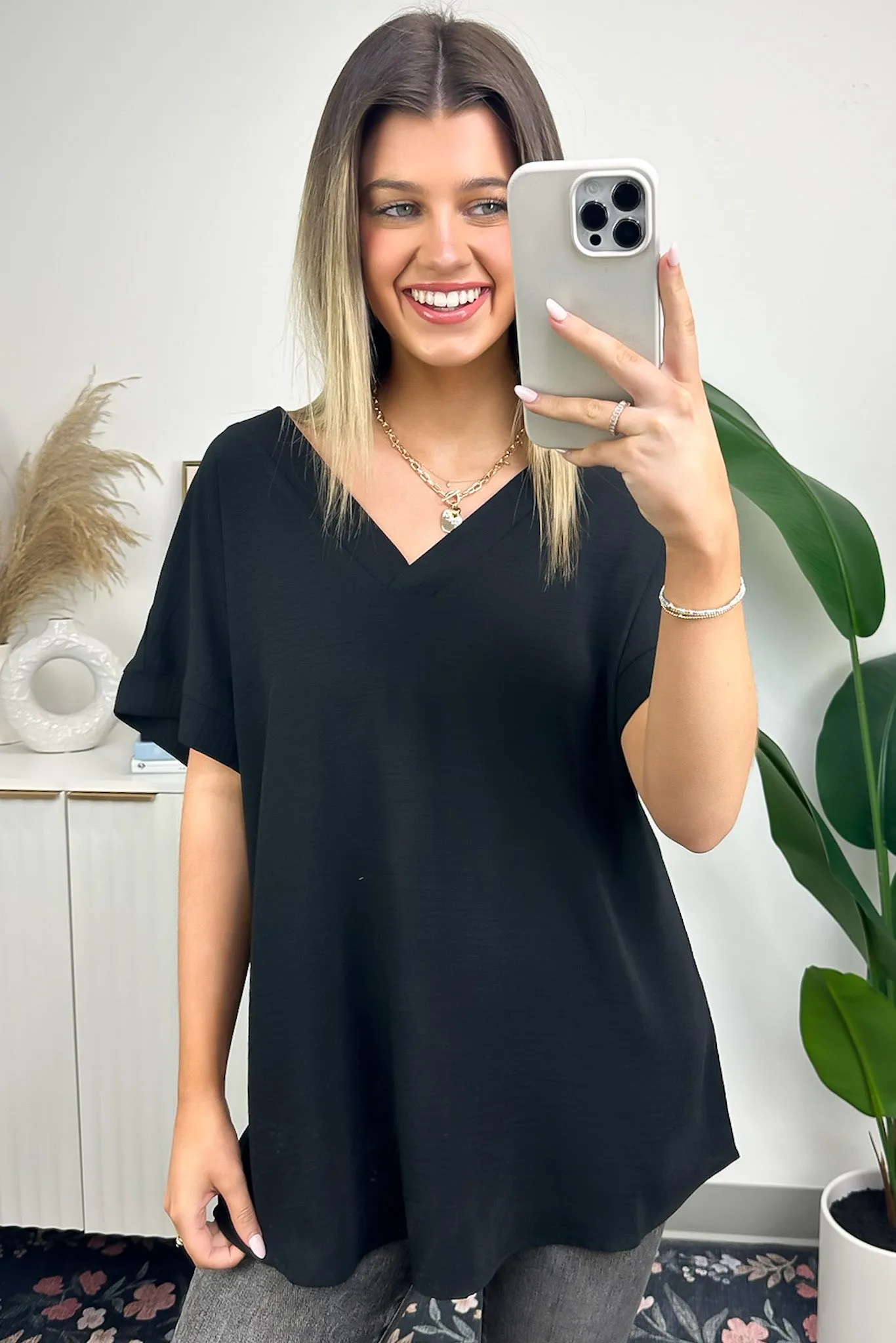 Emileigh V-Neck Relaxed Fit Top - BACK IN STOCK