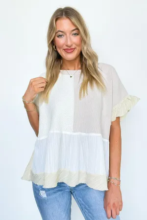 Emmeline Sweater Mix Ruffle Detail Top