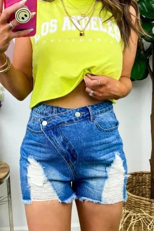 Ereka Asymmetrical Distressed Shorts - FINAL SALE