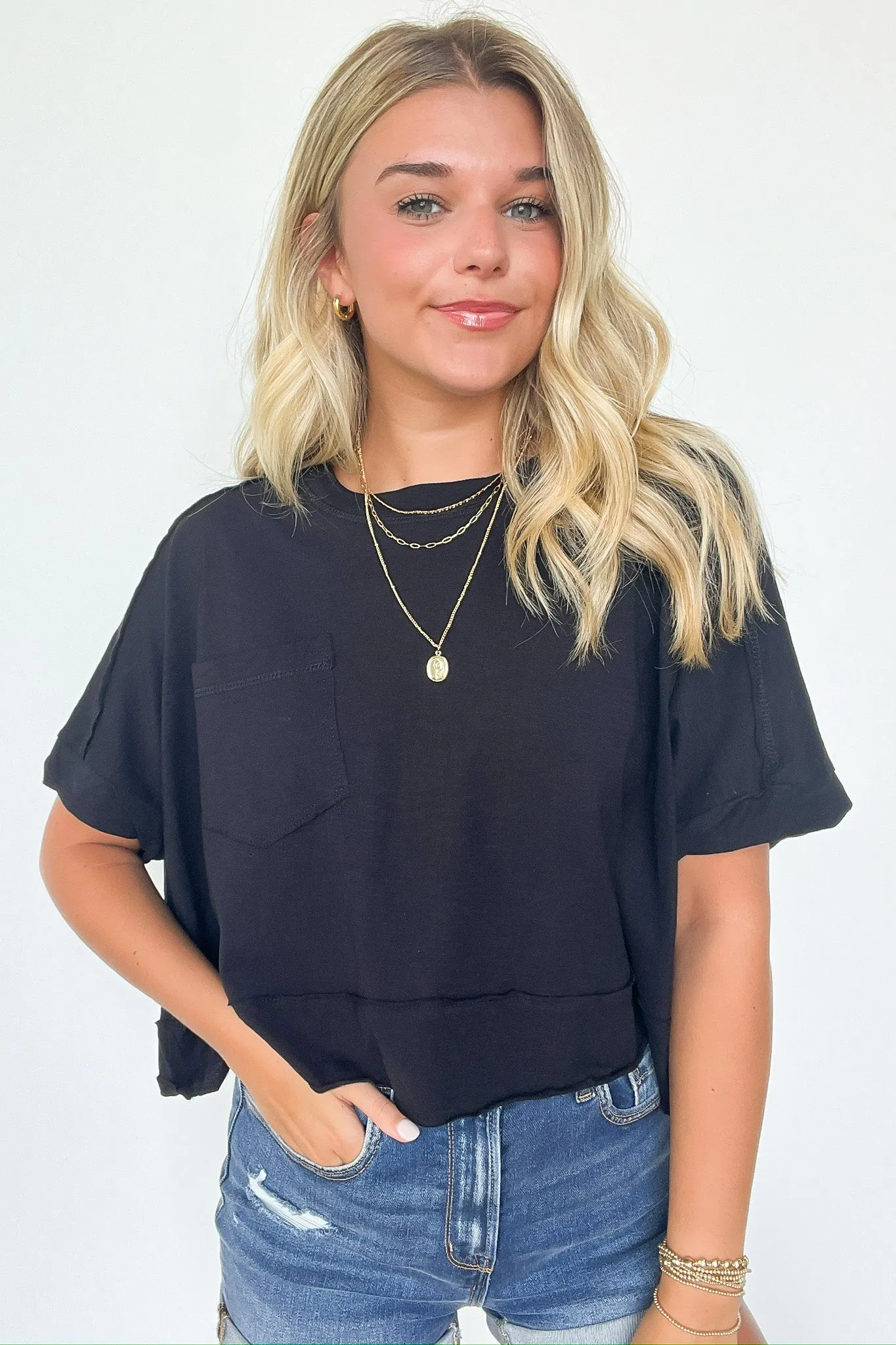 Erika Raw Edge Pocket Top - BACK IN STOCK