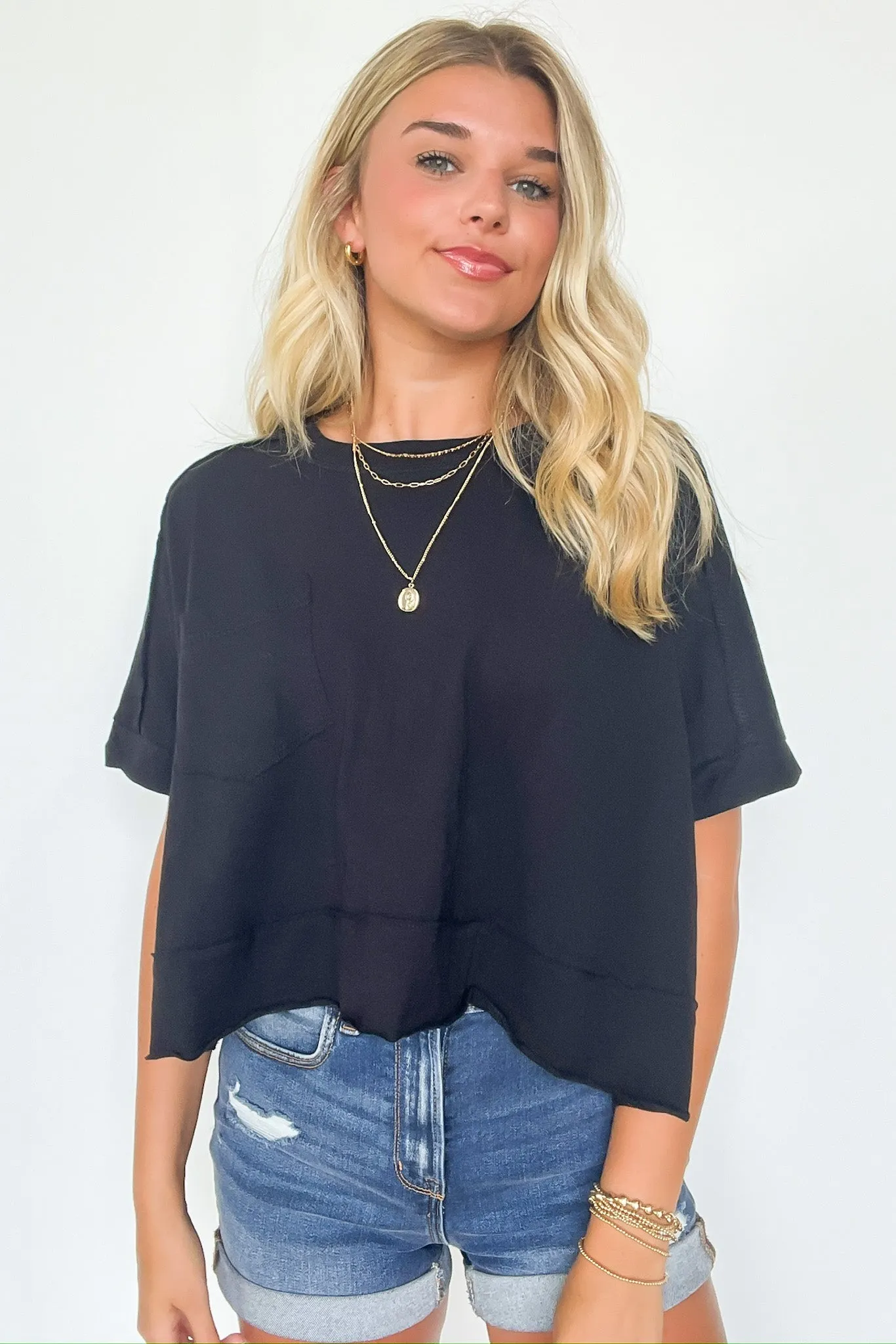 Erika Raw Edge Pocket Top - BACK IN STOCK