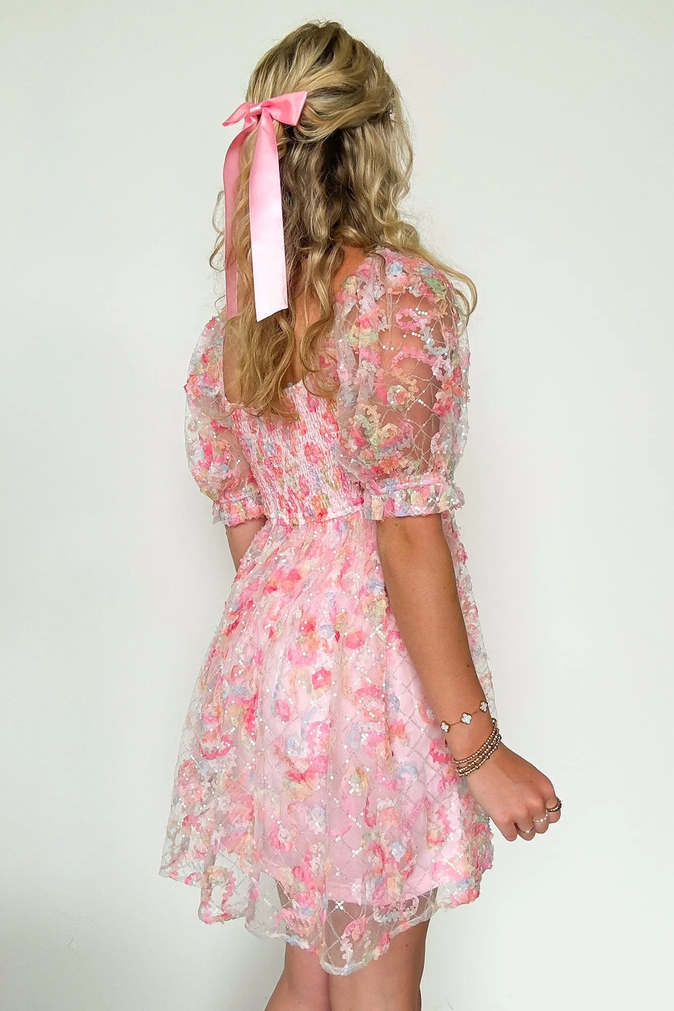 Euphoric Eloquence Multi Color Lace Puff Sleeve Dress - FINAL SALE