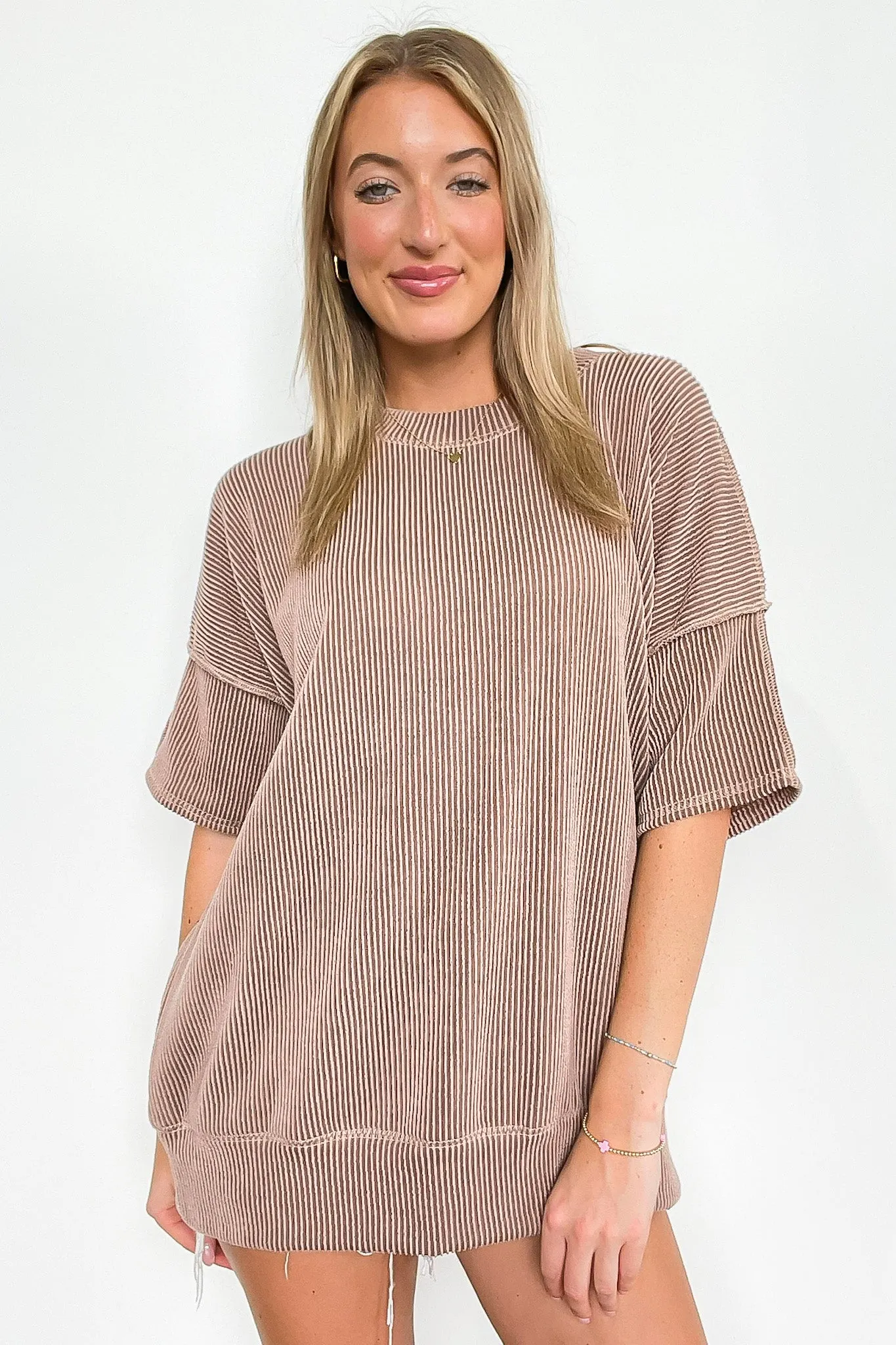 Evianna Stitch Detail Short Sleeve Relaxed Top