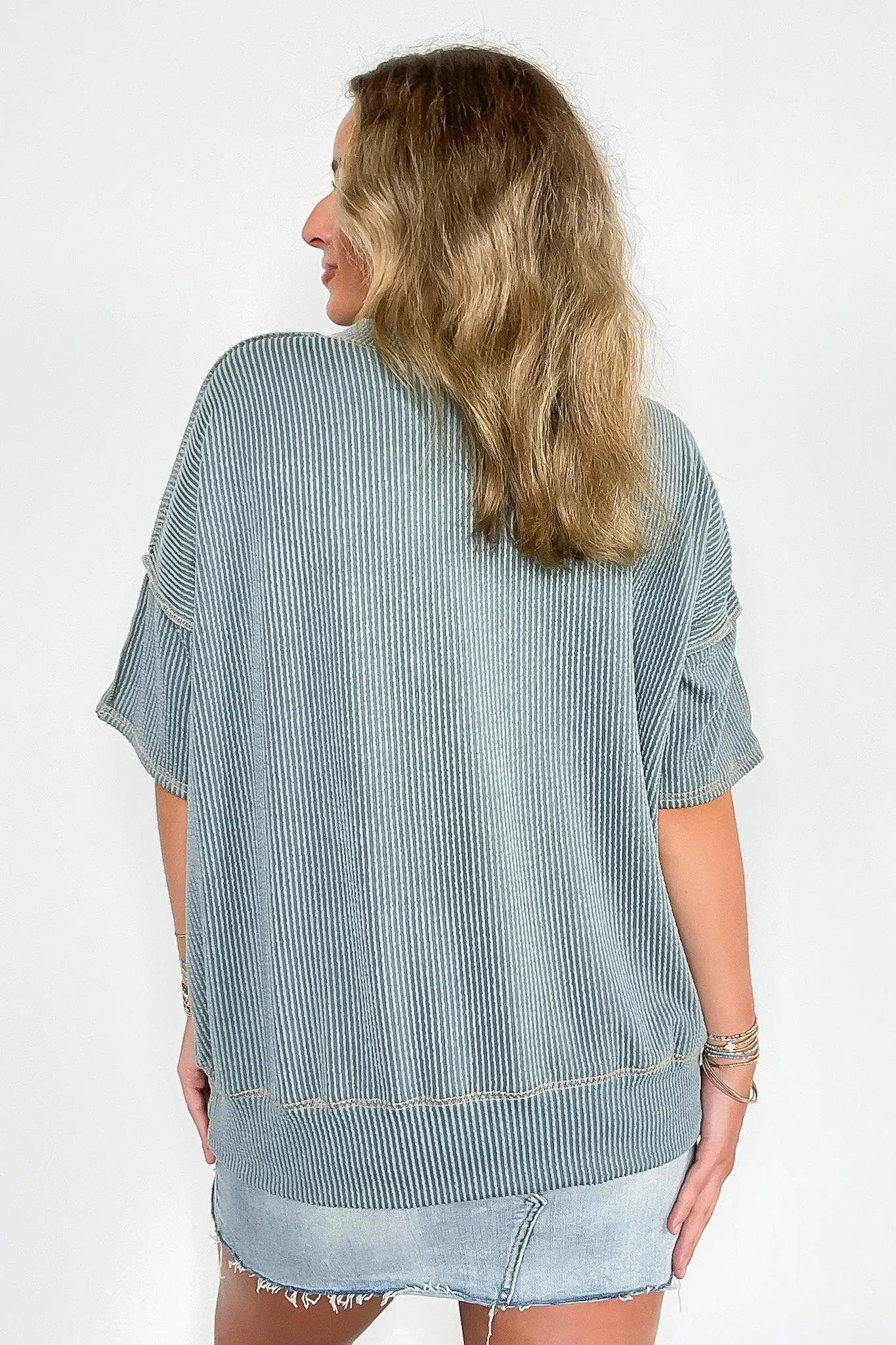 Evianna Stitch Detail Short Sleeve Relaxed Top