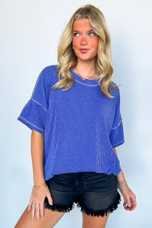 Evianna Stitch Detail Short Sleeve Relaxed Top