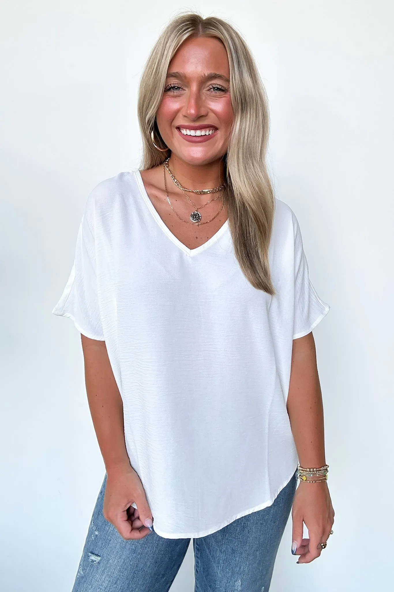 Evlynn V-Neck Short Sleeve Top - BACK IN STOCK