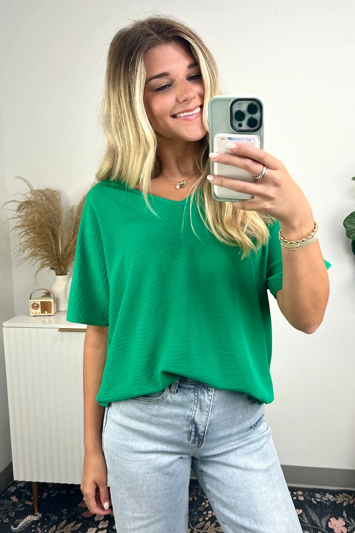 Evlynn V-Neck Short Sleeve Top - BACK IN STOCK