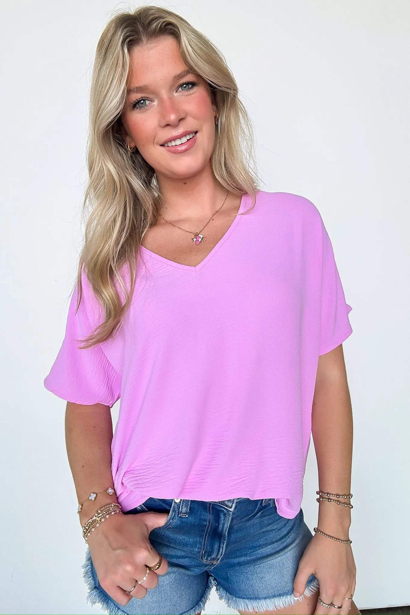 Evlynn V-Neck Short Sleeve Top - BACK IN STOCK