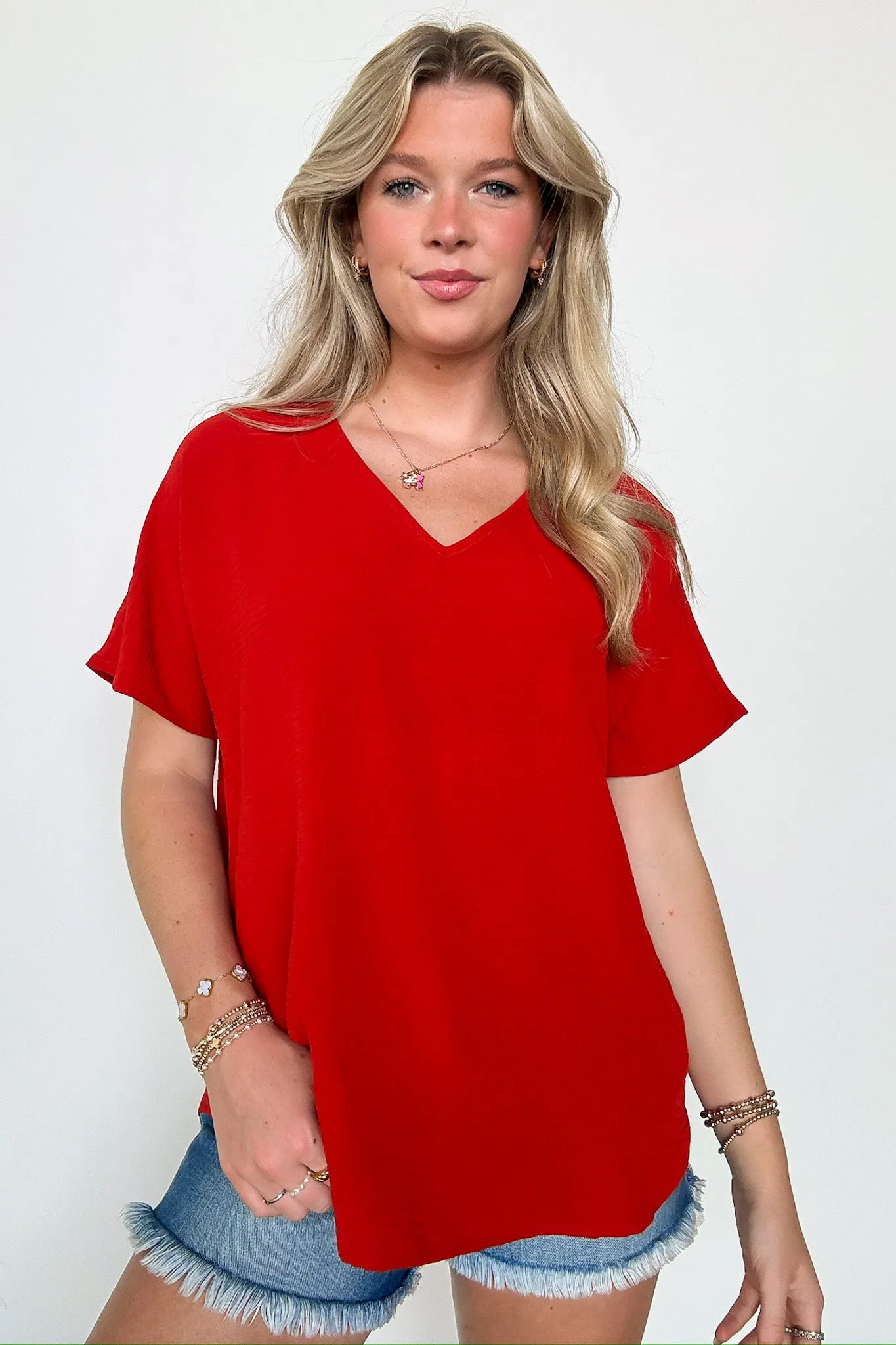 Evlynn V-Neck Short Sleeve Top - BACK IN STOCK