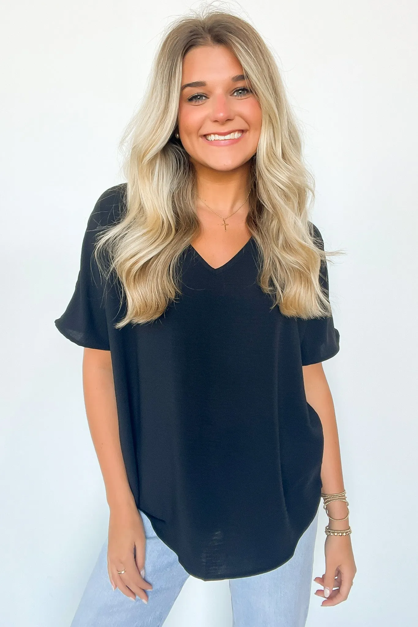 Evlynn V-Neck Short Sleeve Top - BACK IN STOCK
