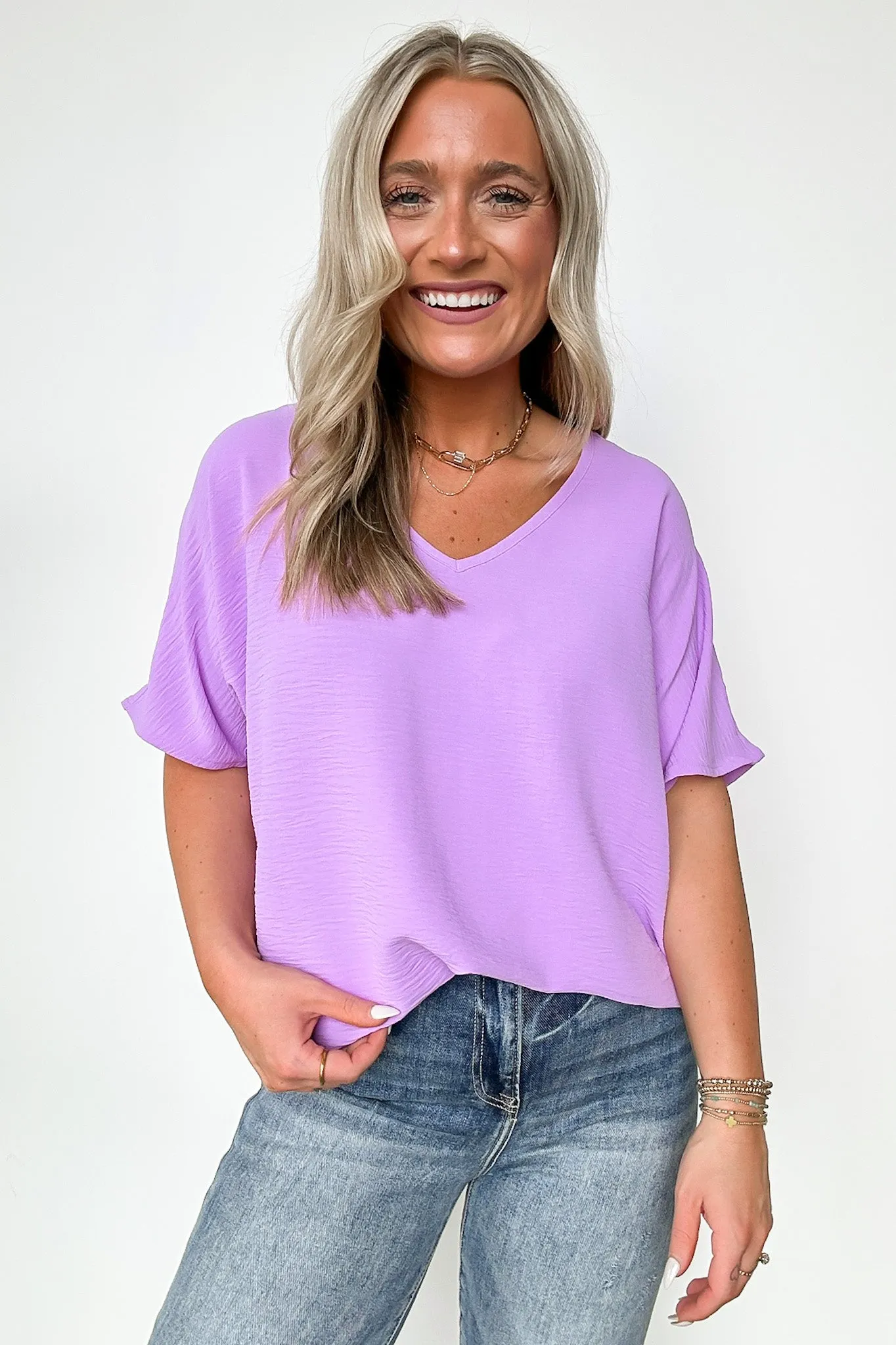 Evlynn V-Neck Short Sleeve Top - BACK IN STOCK