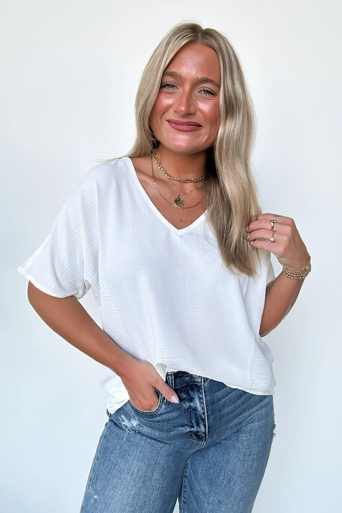Evlynn V-Neck Short Sleeve Top - BACK IN STOCK