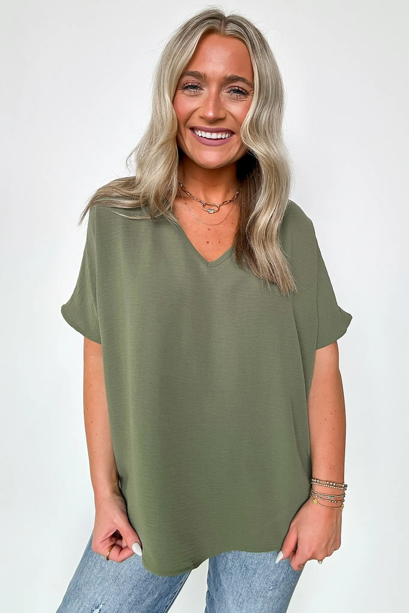 Evlynn V-Neck Short Sleeve Top - BACK IN STOCK