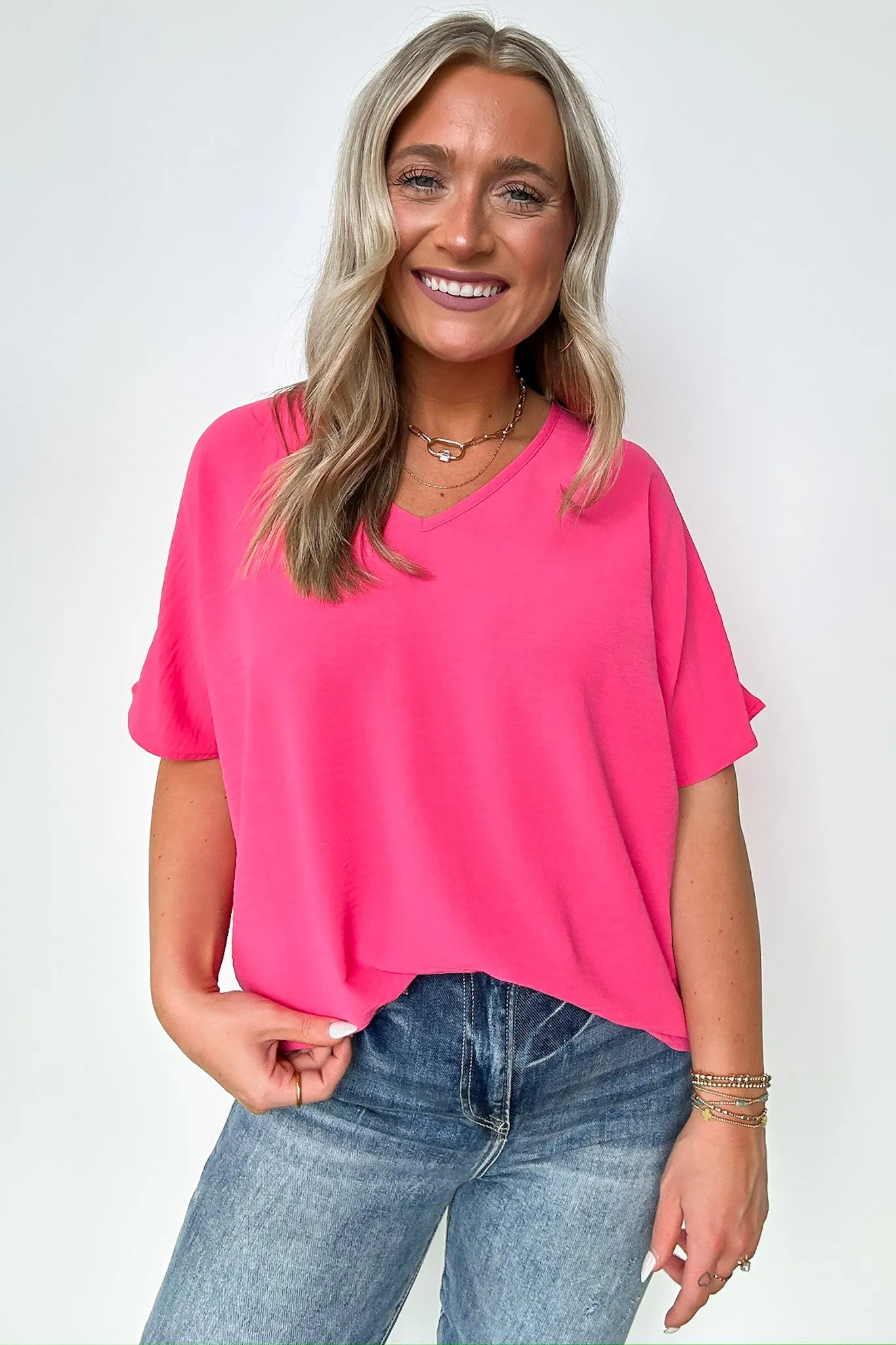 Evlynn V-Neck Short Sleeve Top - BACK IN STOCK