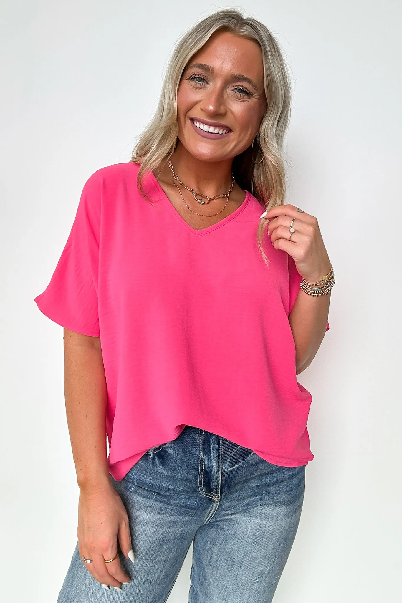 Evlynn V-Neck Short Sleeve Top - BACK IN STOCK