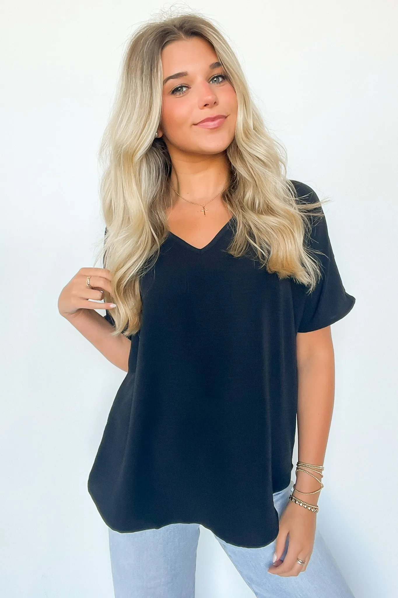 Evlynn V-Neck Short Sleeve Top - BACK IN STOCK